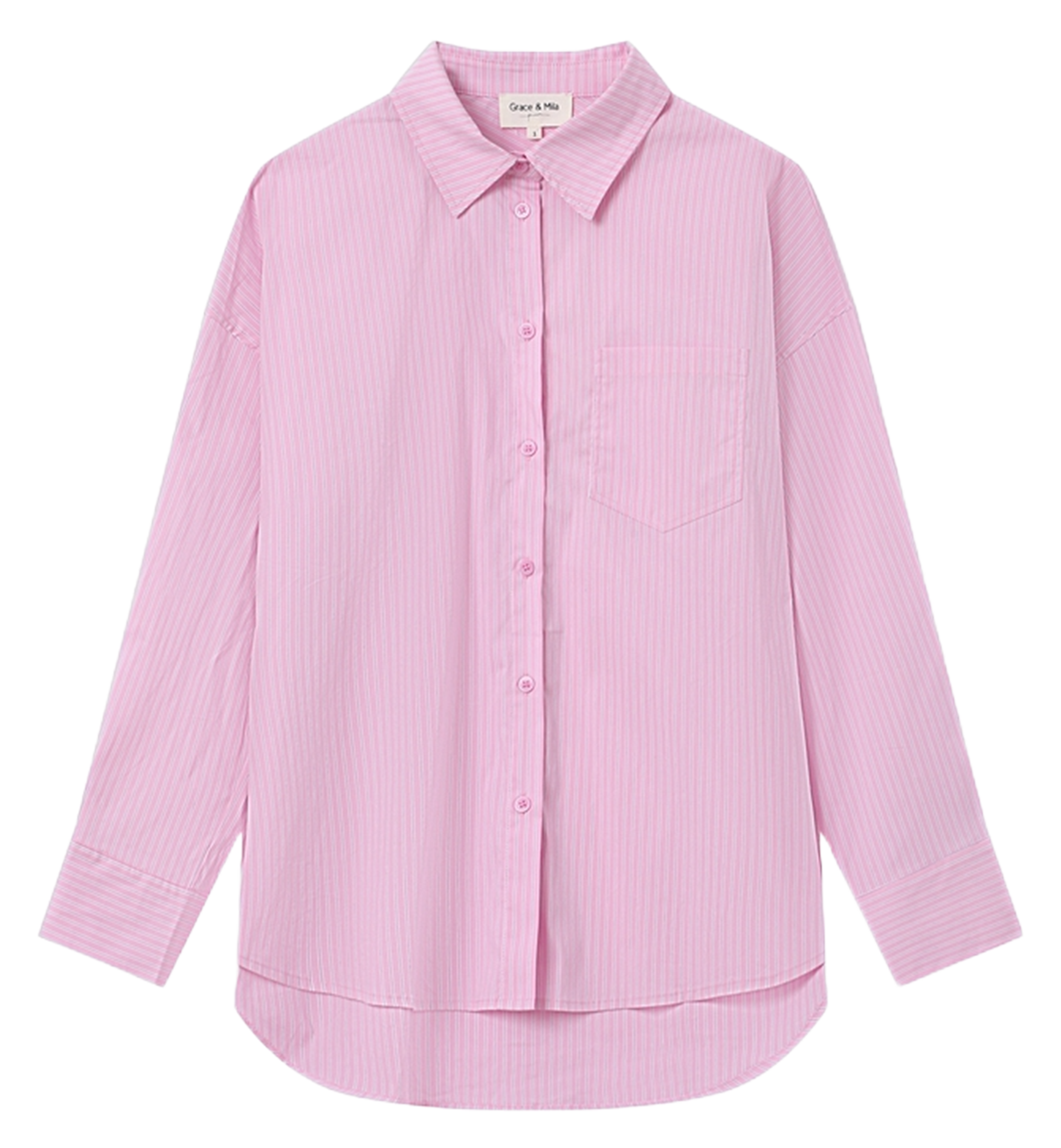 Cotton and linen shirt with classic collar GRACE ET MILA Pink