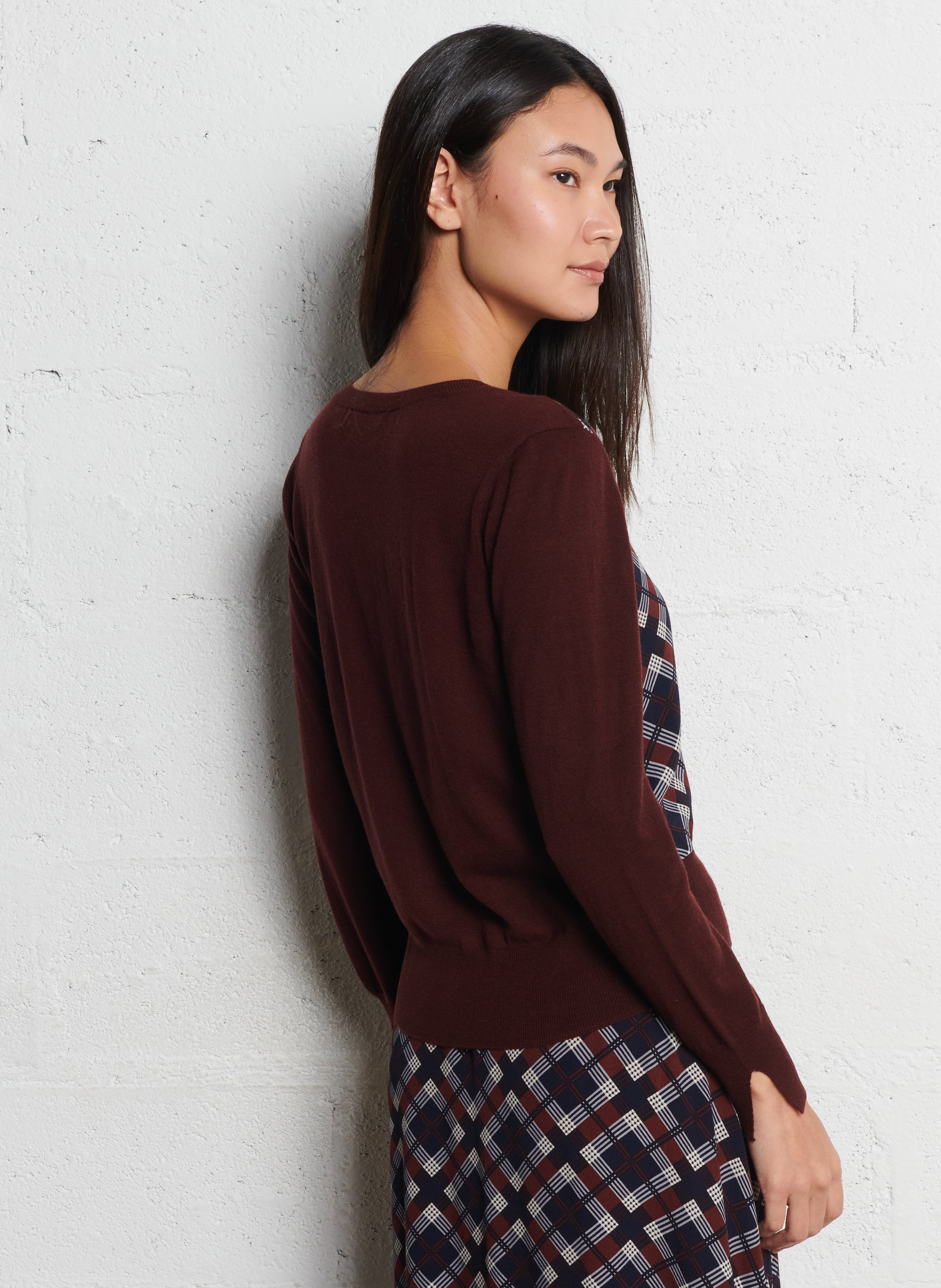 Cardigan droit col rond NICE THINGS Marron