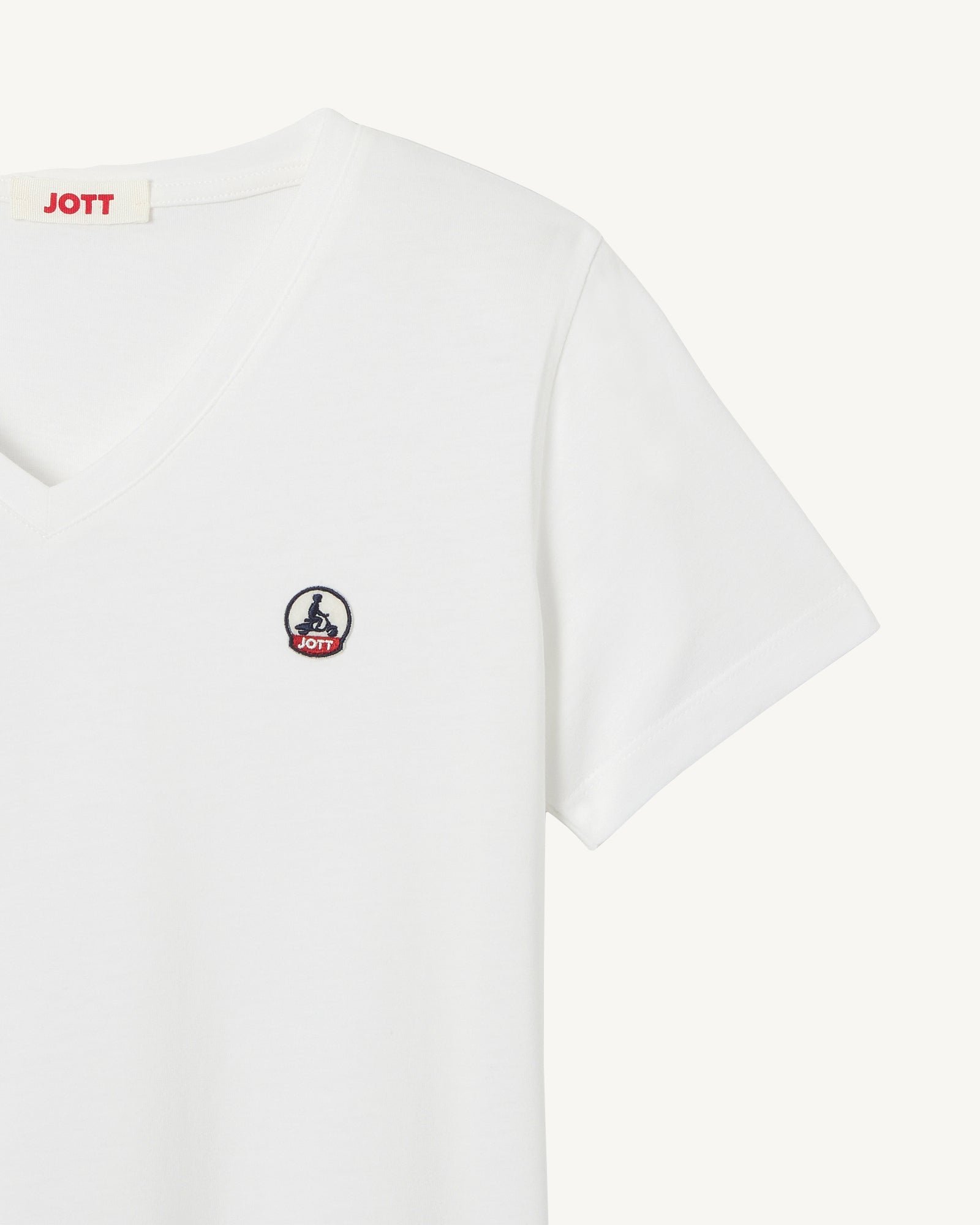 Solid V-neck organic cotton t-shirt in Cancun color. JOTT White