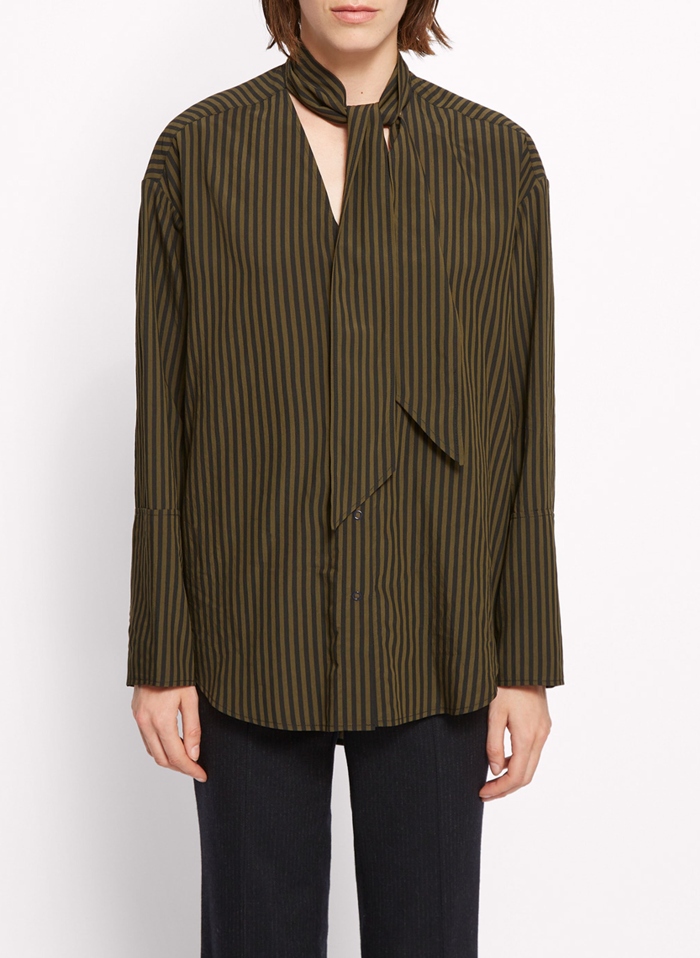 Chemise col lavallière rayée ROSEANNA Vert