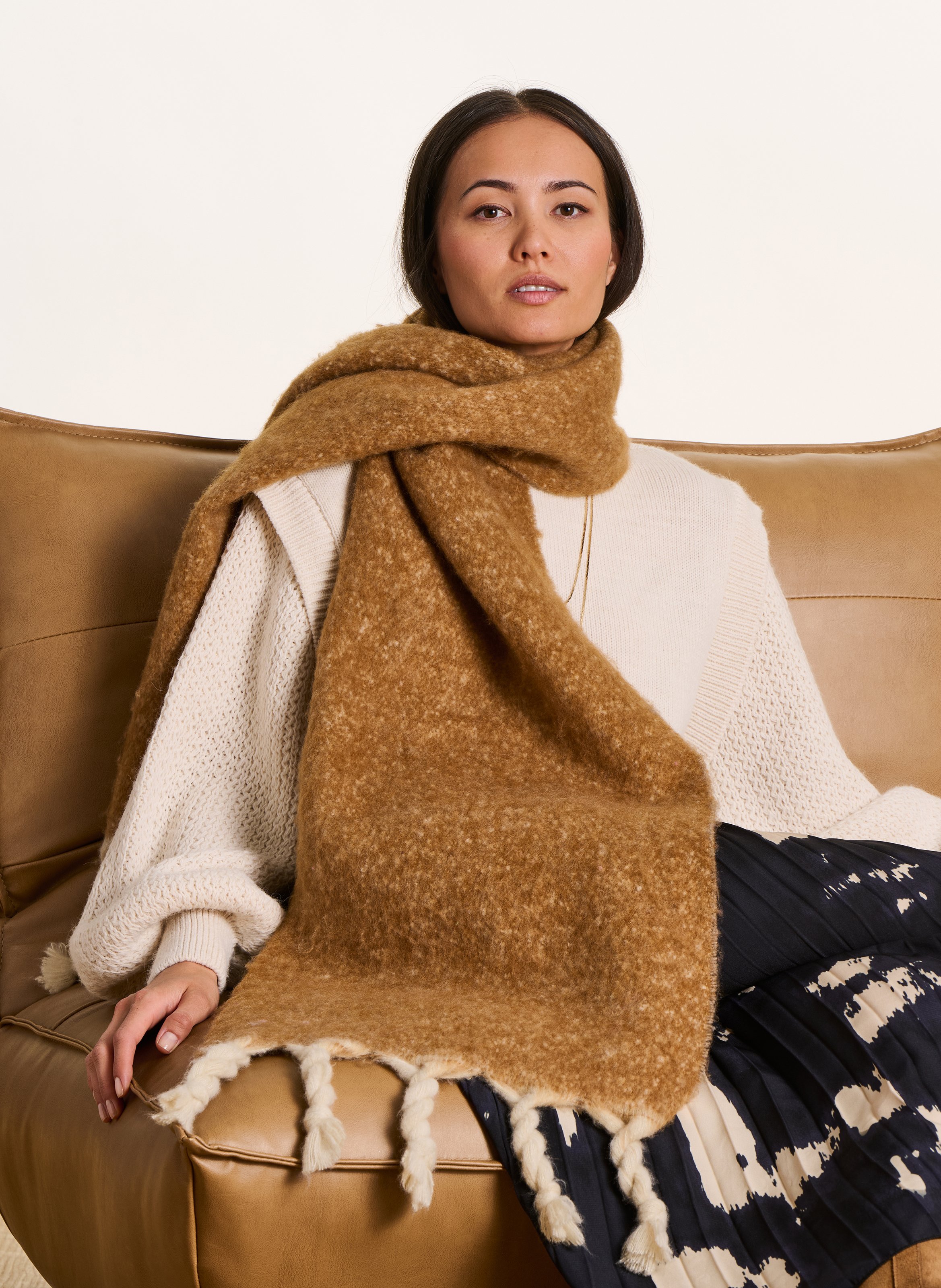 Echarpe réversible LA FEE MARABOUTEE Marron