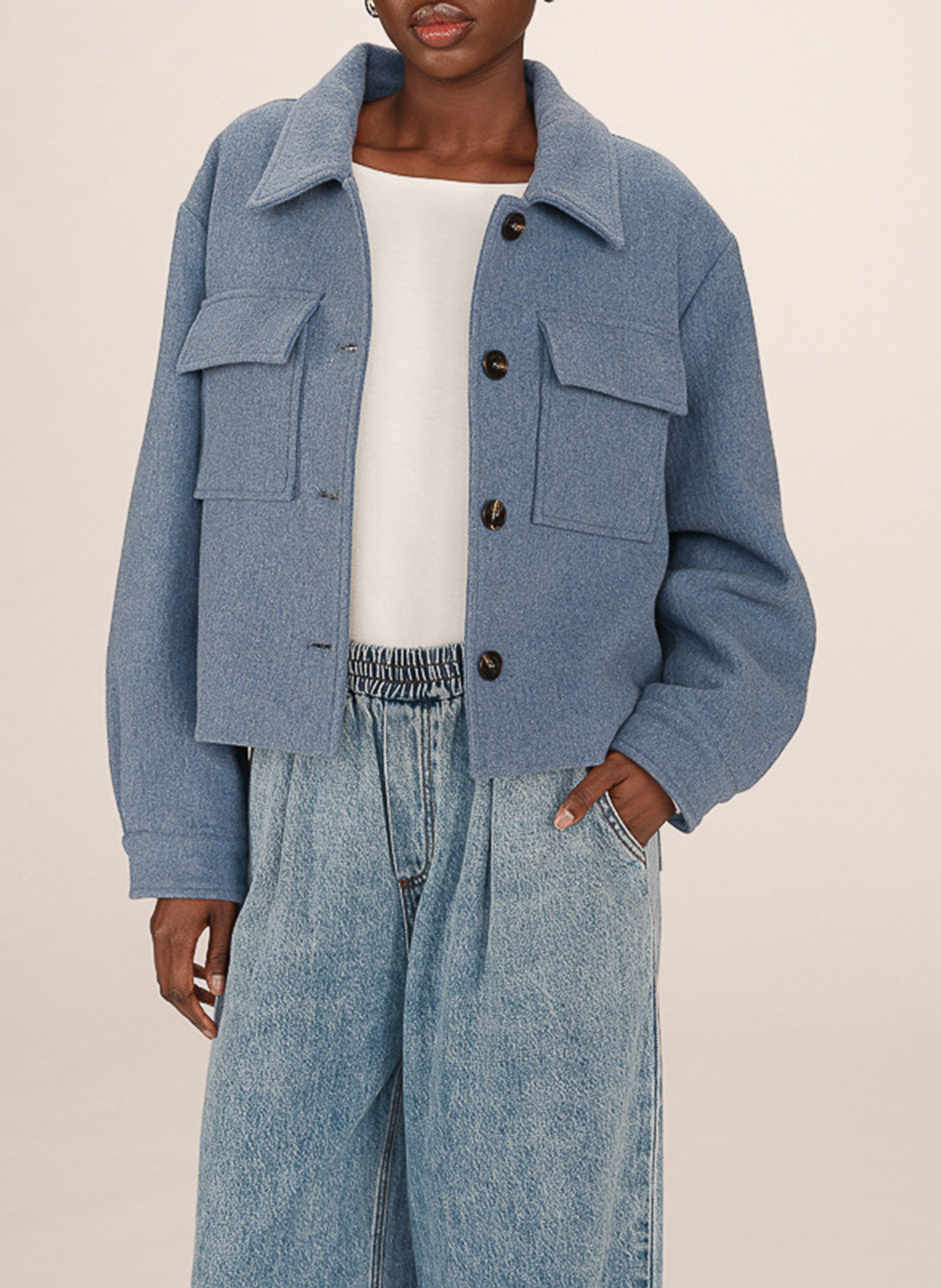 Straight buttoned coat in blended wool GRACE ET MILA