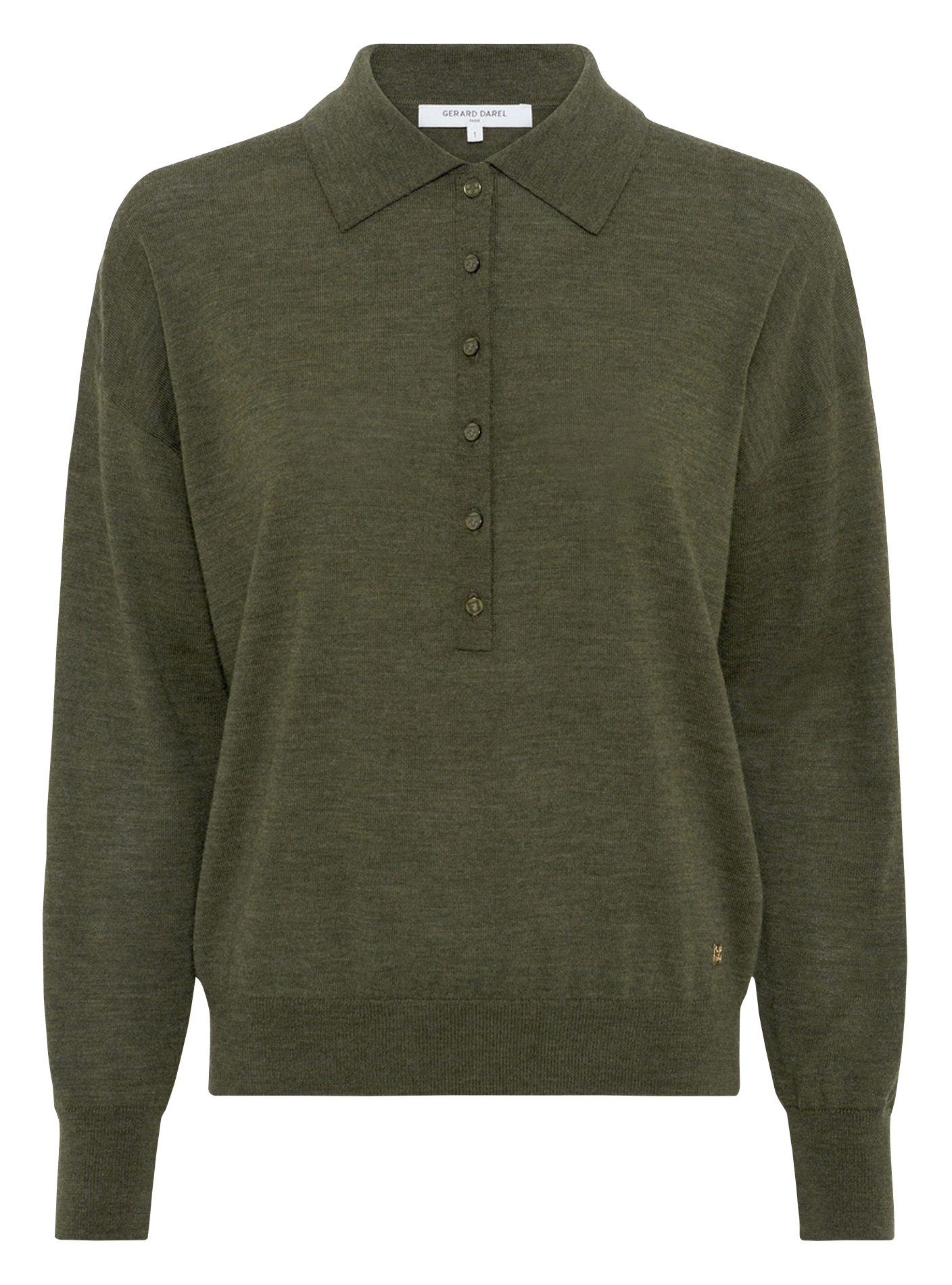 Pull col polo en laine GERARD DAREL Kaki