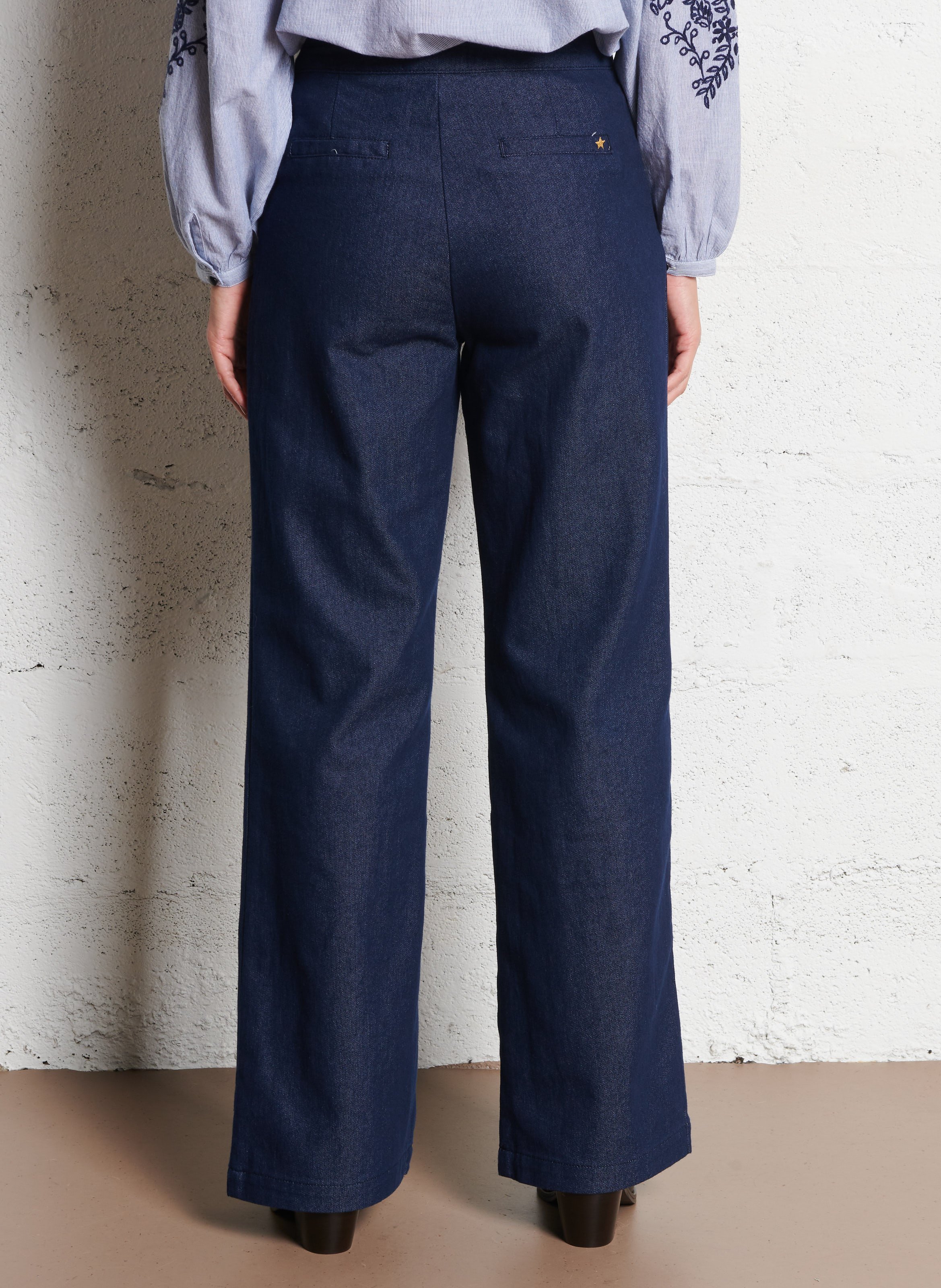 Pantalon droit en velours côtelé LA PETITE ETOILE Bleu