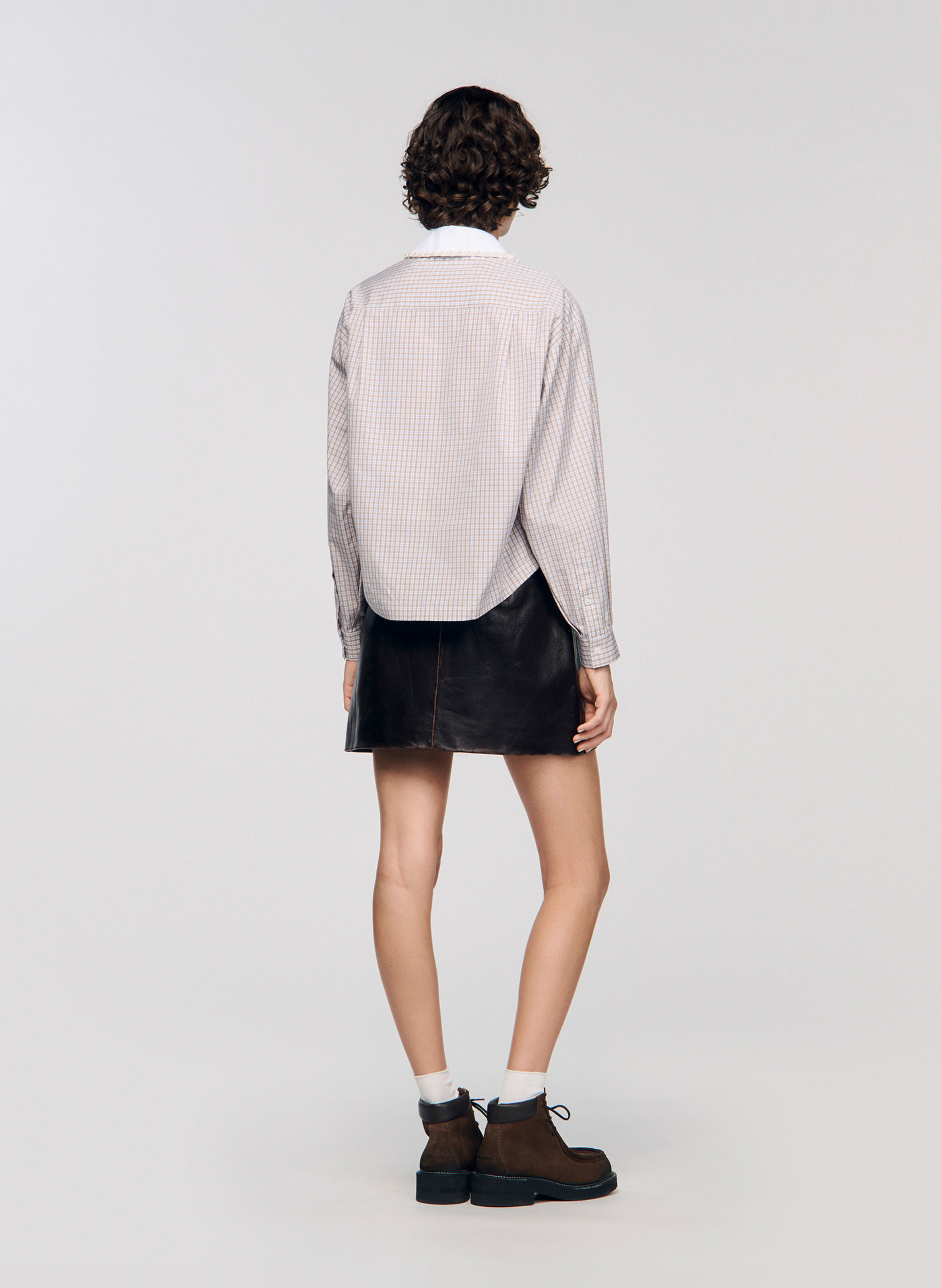 Checked shirt with classic collar SANDRO Beige