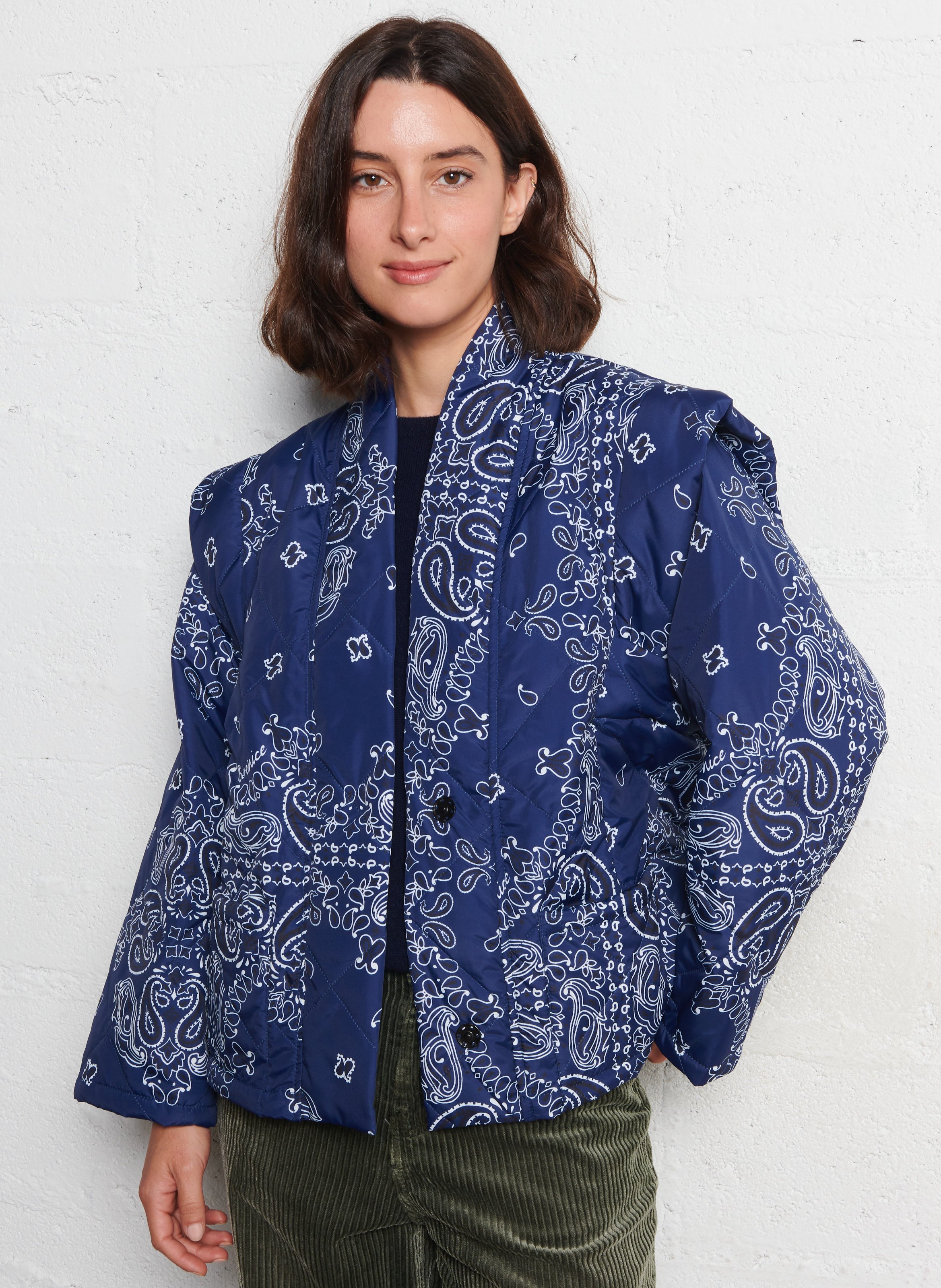 Veste matelassée bandana avec manches amovibles BERENICE Bleu
