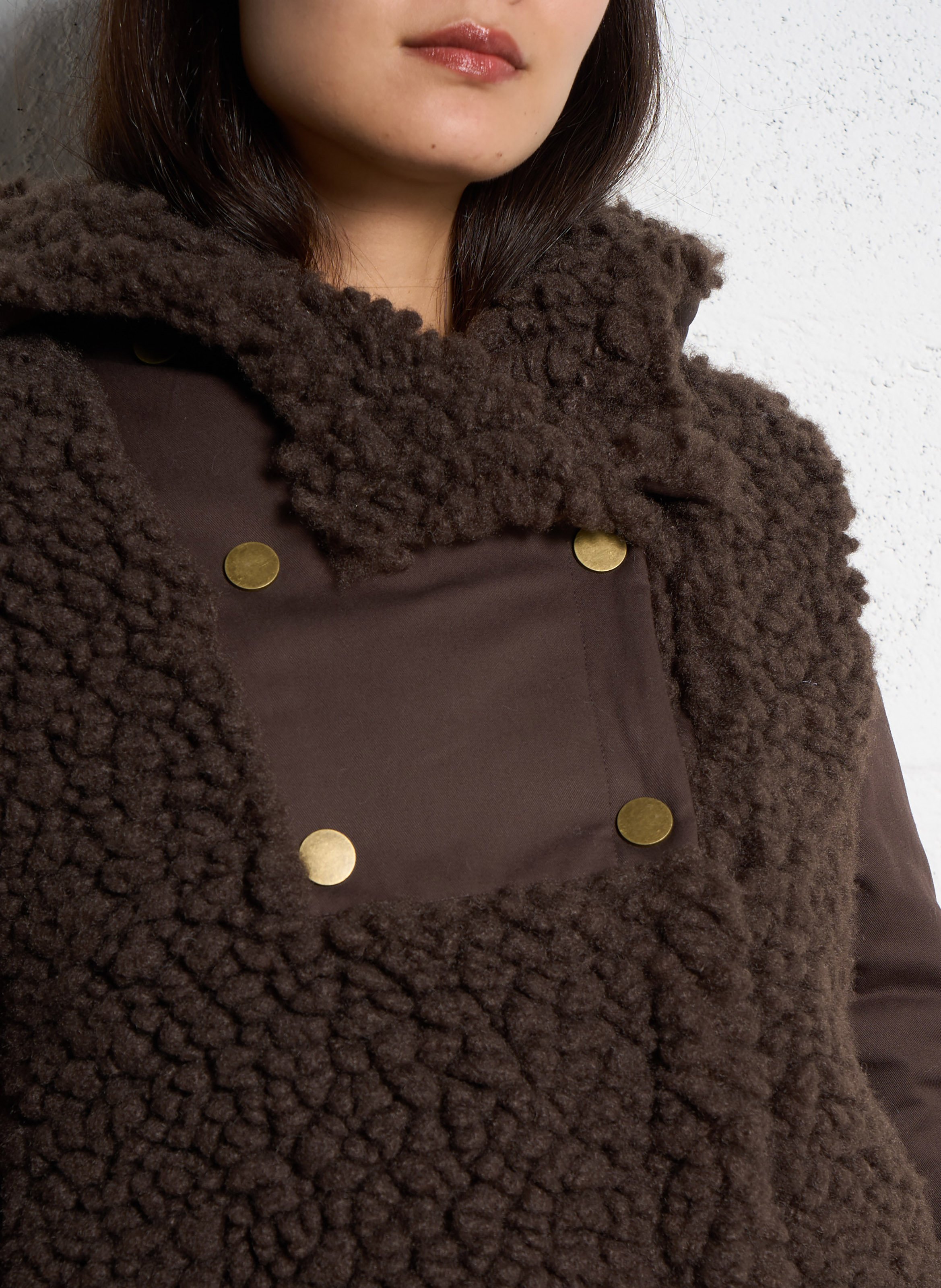 Chaqueta con cuello alto sherpa LEON & HARPER Marron