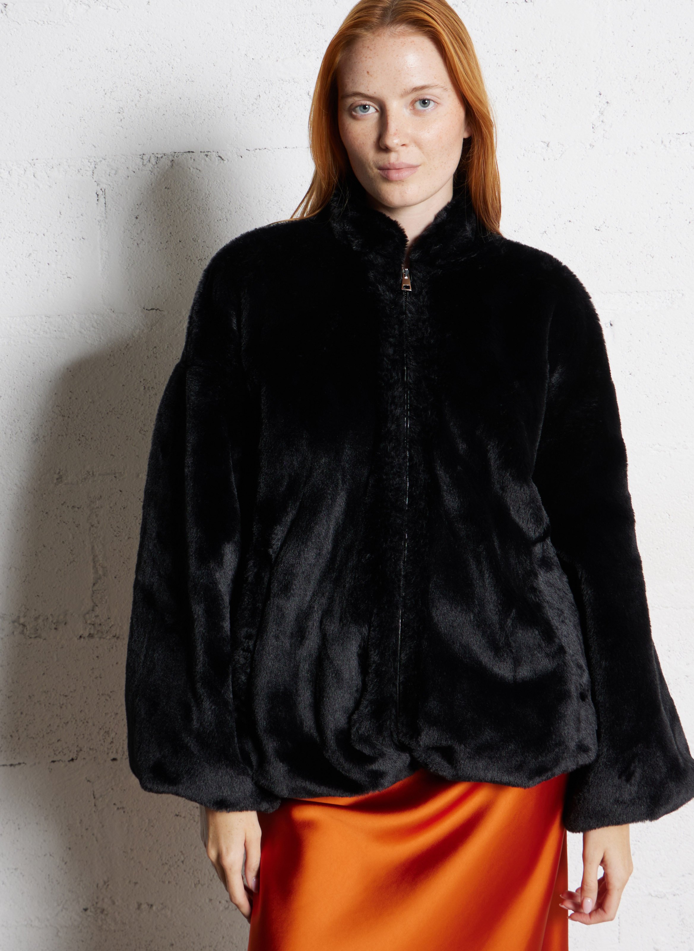 Zipped jacket in plain faux fur IMPERIAL