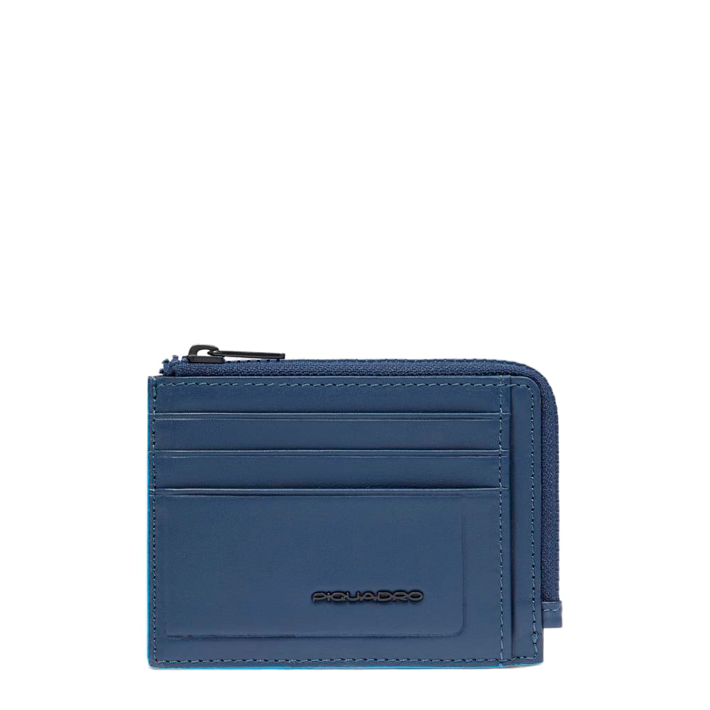 Zippered wallet with credit card slots, document holder, and RFID protection PIQUADRO Blue