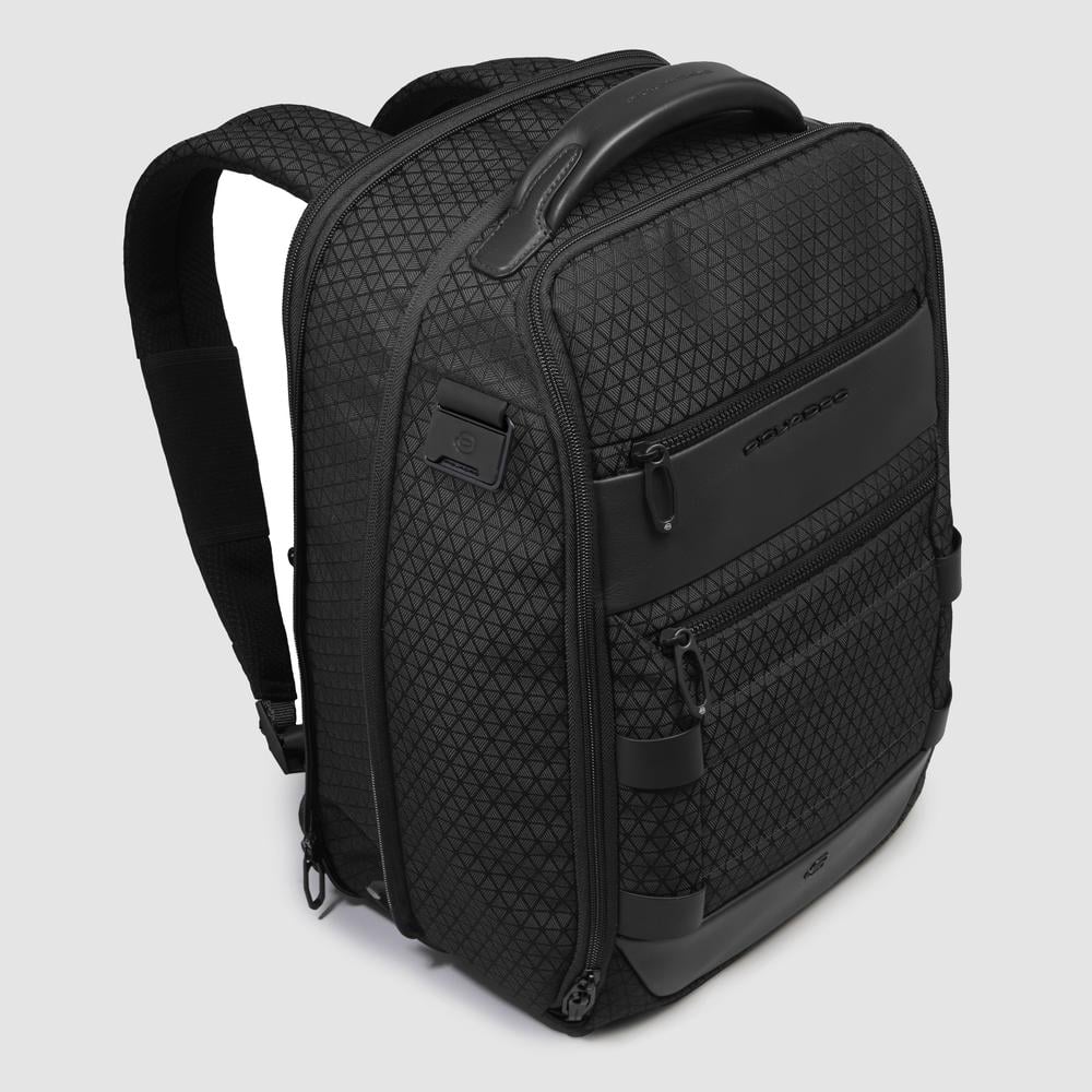 Modular travel backpack for computer and ipad® with glasses pocket and anti-theft system PIQUADRO Black