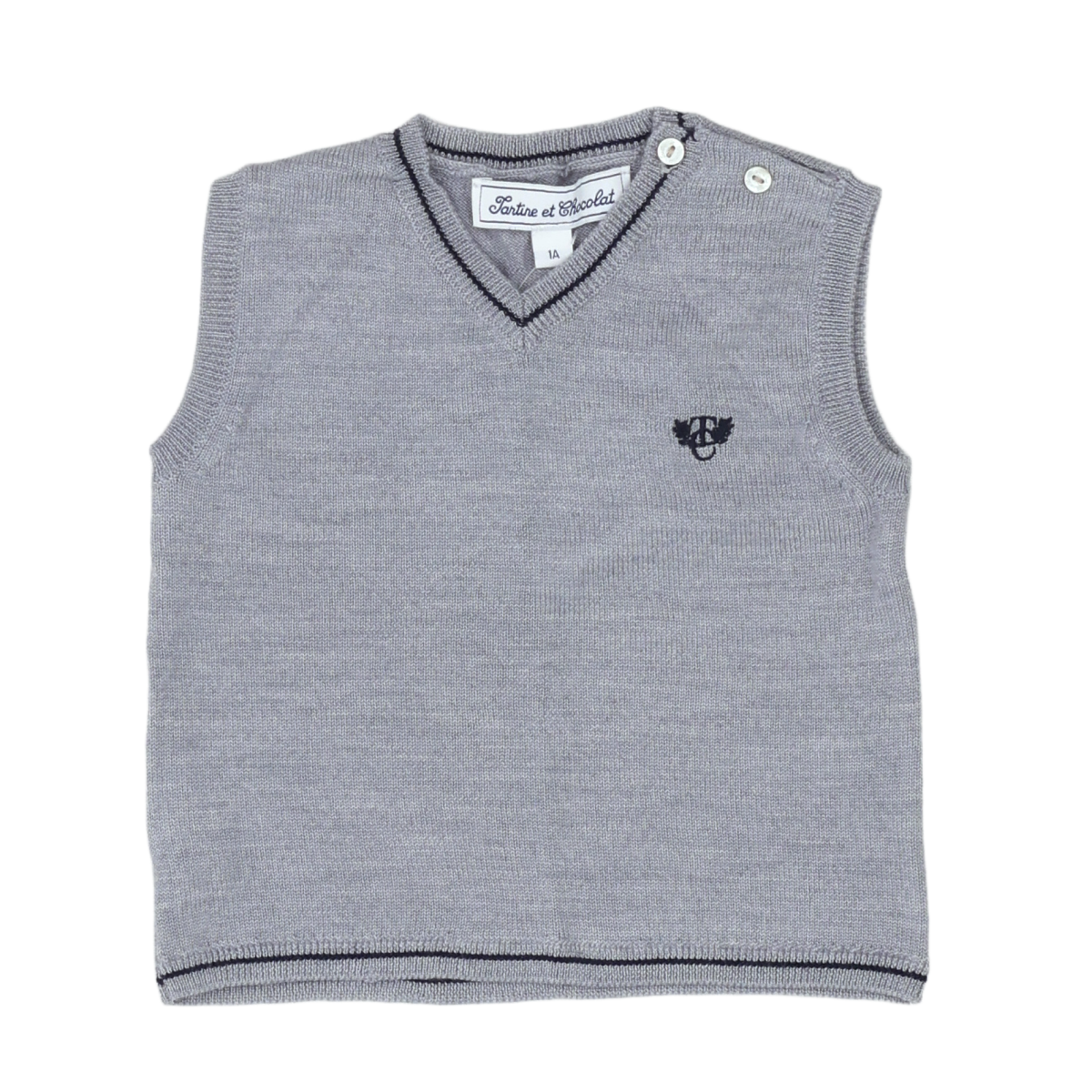 Grey baby sweater - 12 months TARTINE ET CHOCOLAT - seconde-main Grey