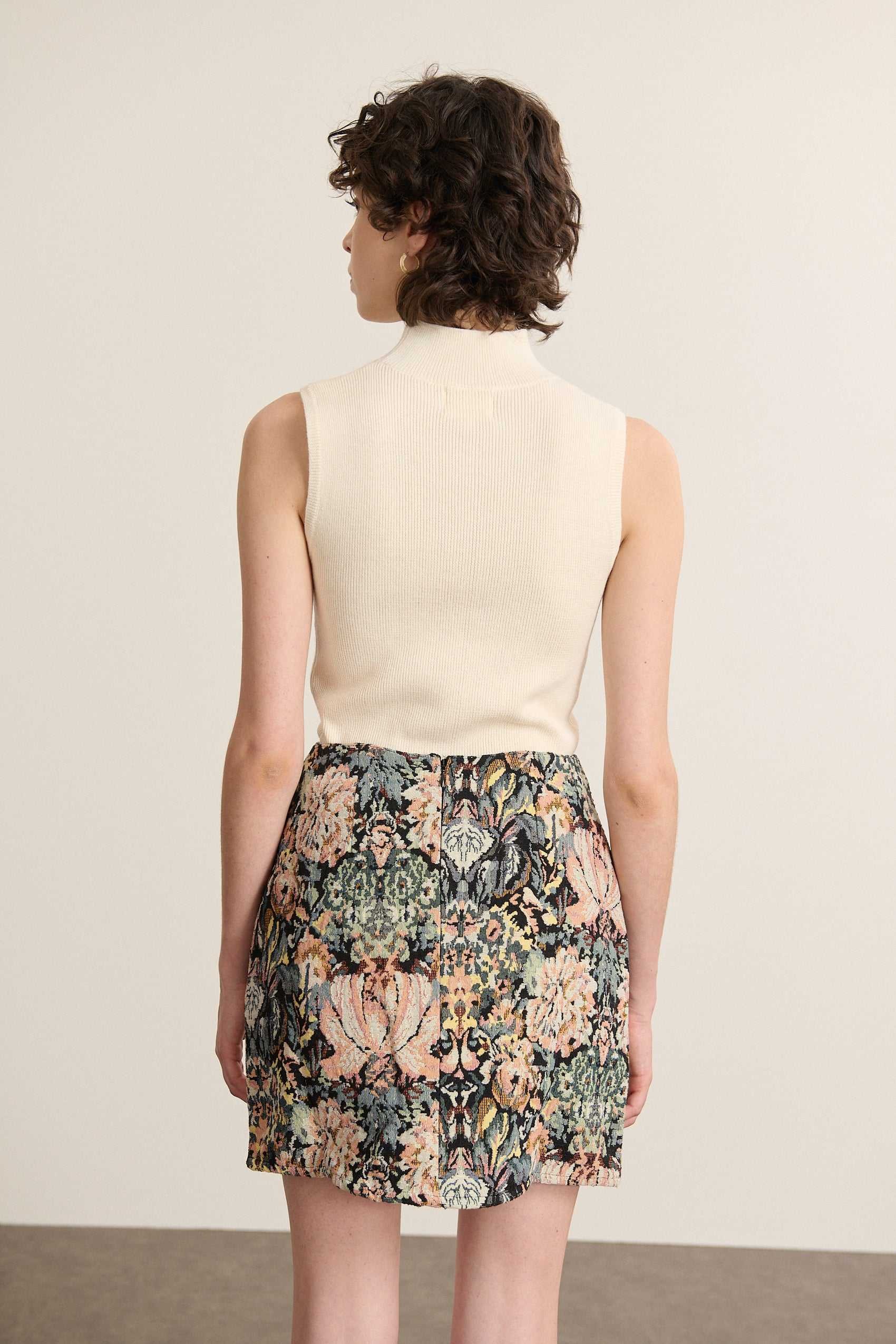 High neck sleeveless wool blend sweater GARANCE PARIS White