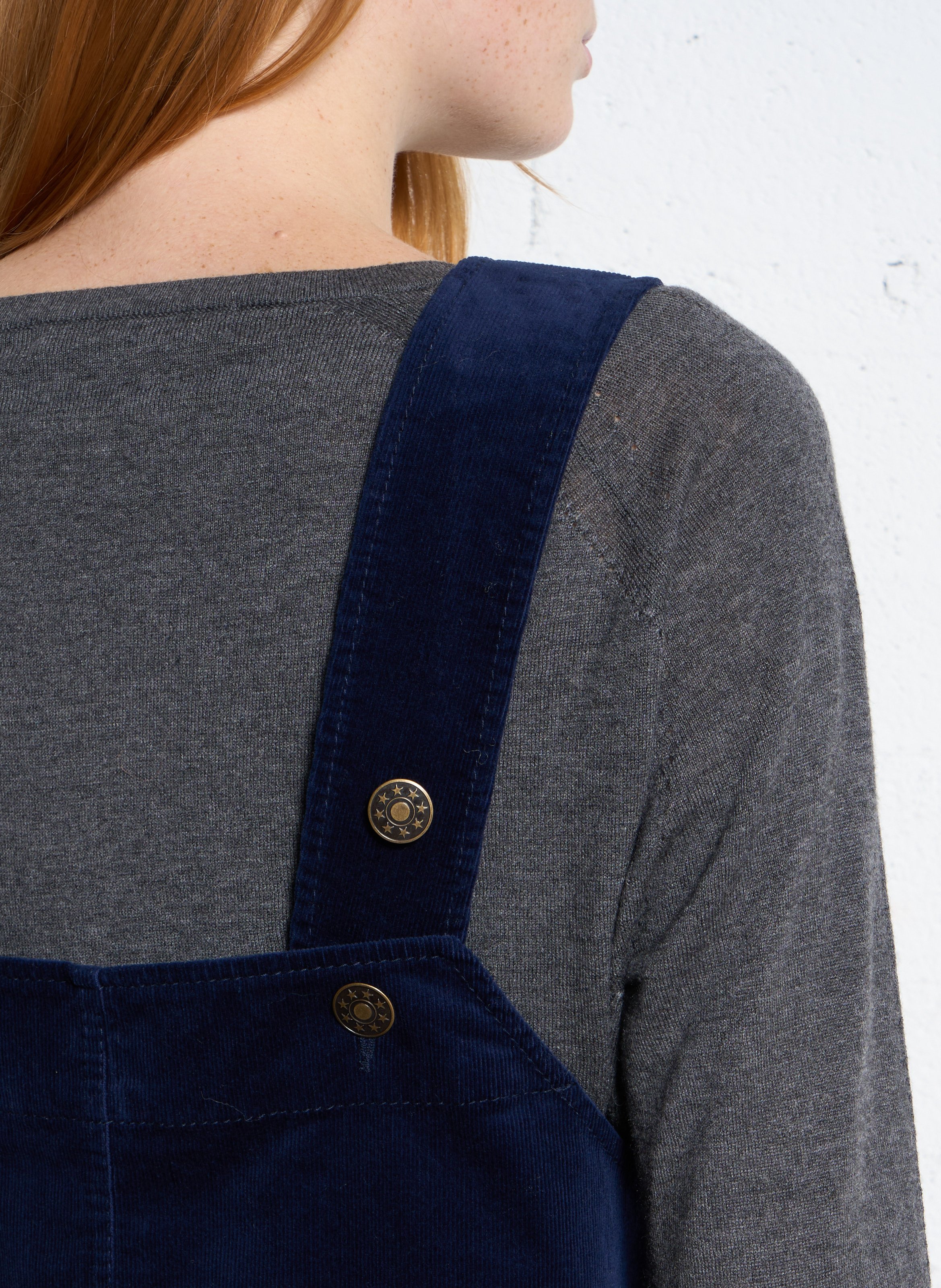 Robe courte col rond en velours côtelé BENSIMON Bleu