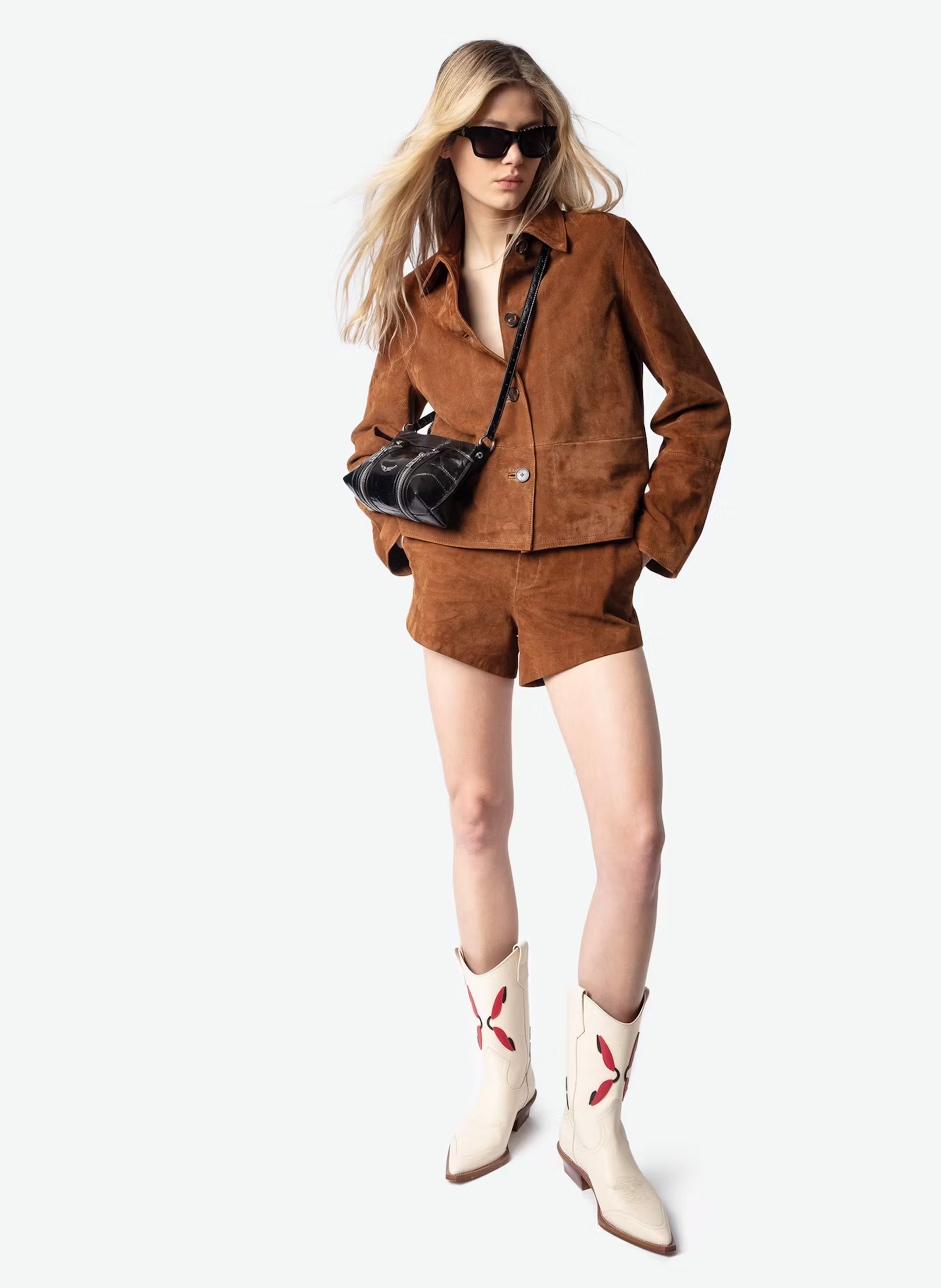 Leren schoudertas met rits ZADIG&VOLTAIRE Zwart