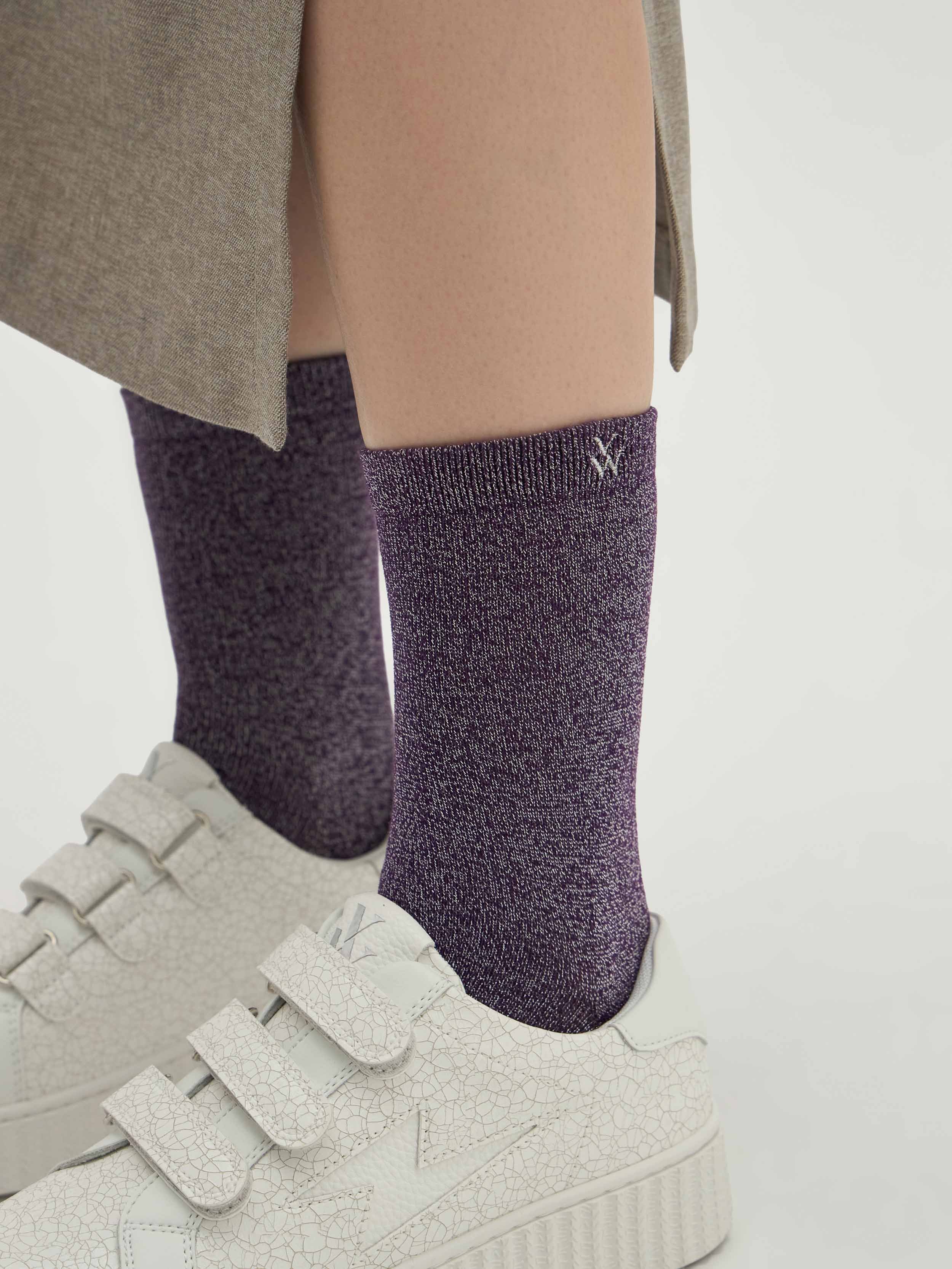 Sequined high socks in a cotton blend VANESSA WU Purple