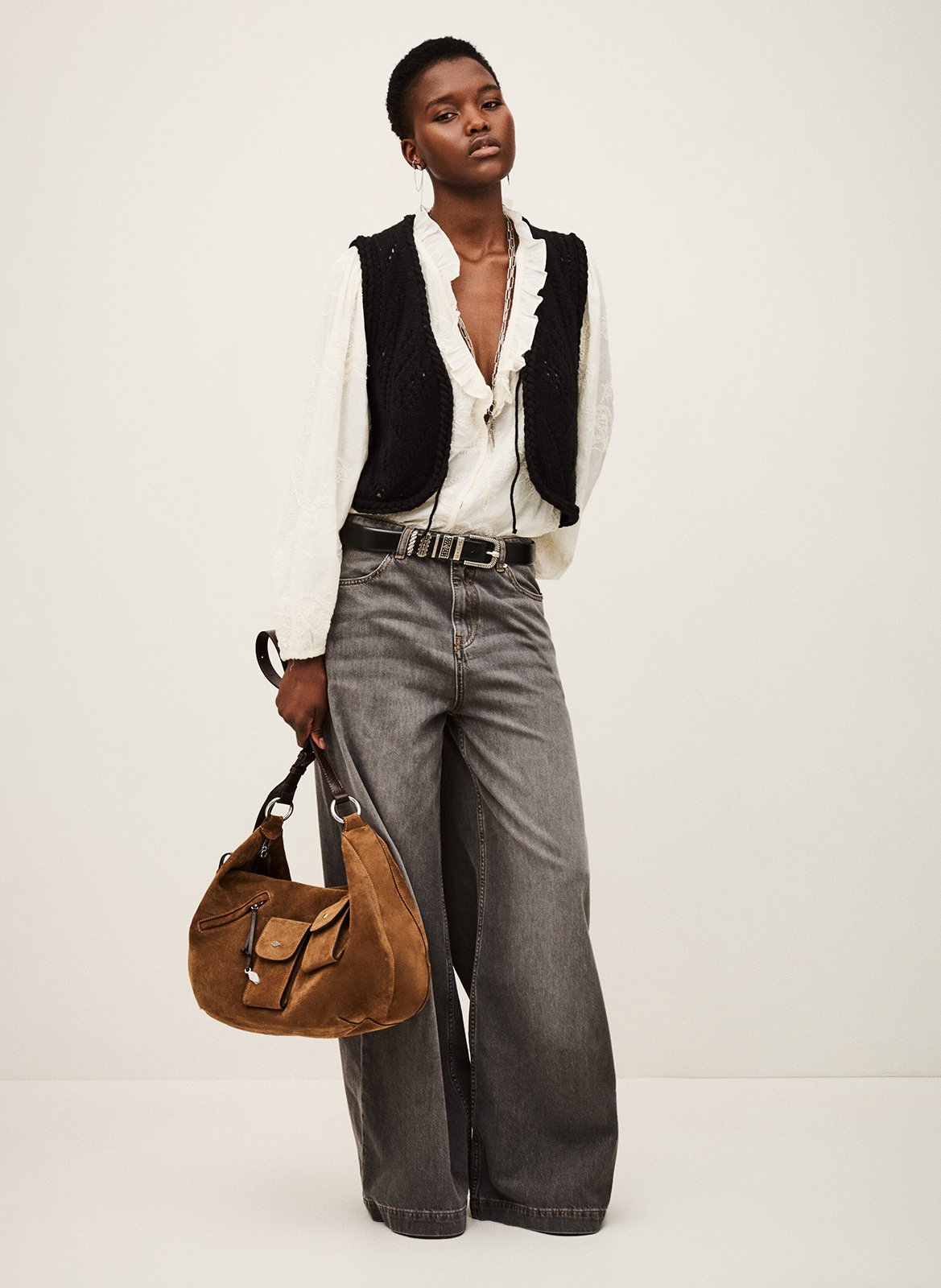 Jean large en coton BA&SH Noir