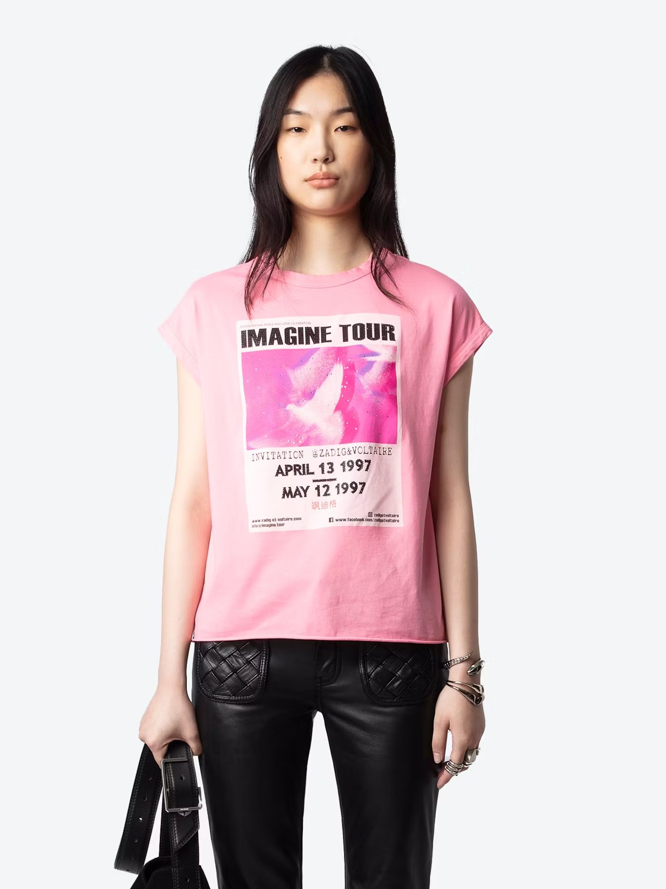 Tee-shirt imprimé en coton bio ZADIG&VOLTAIRE Rose