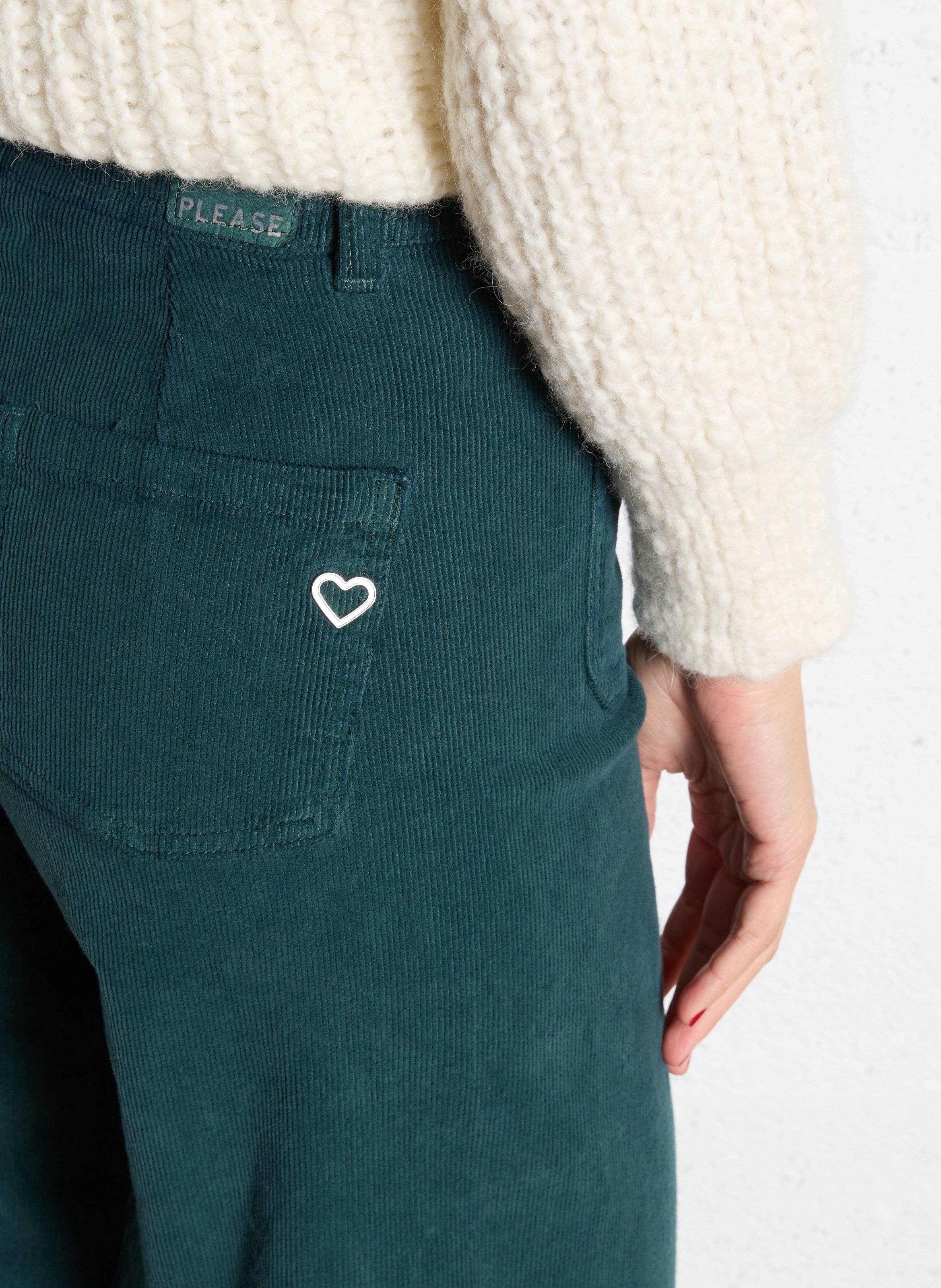 Flared cotton-blend pants PLEASE Green