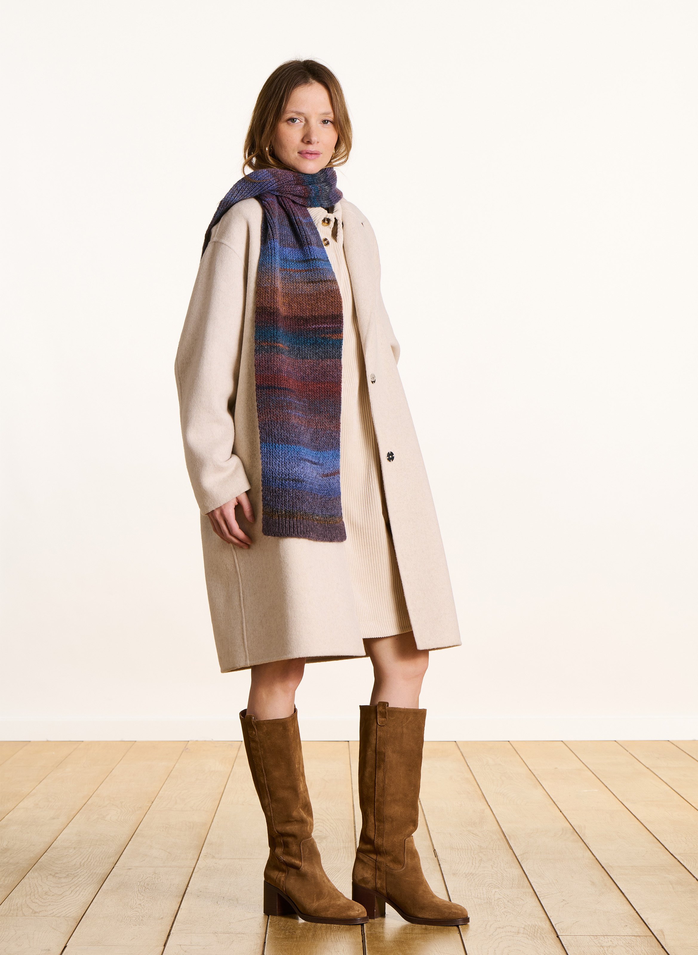 Echarpe en maille tricotée LA FEE MARABOUTEE Bleu