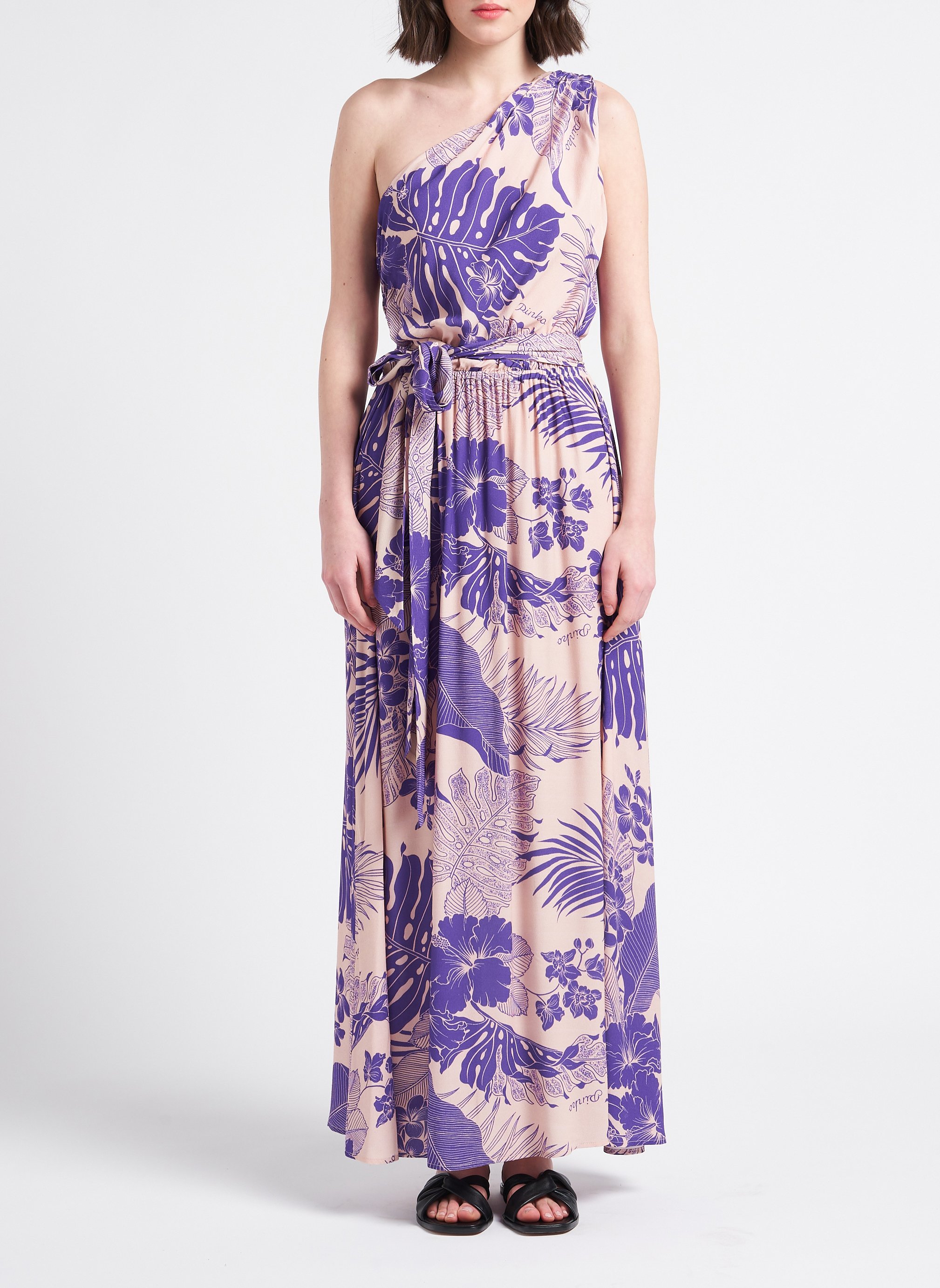 Robe longue asymétrique à fleurs  PINKO Violet