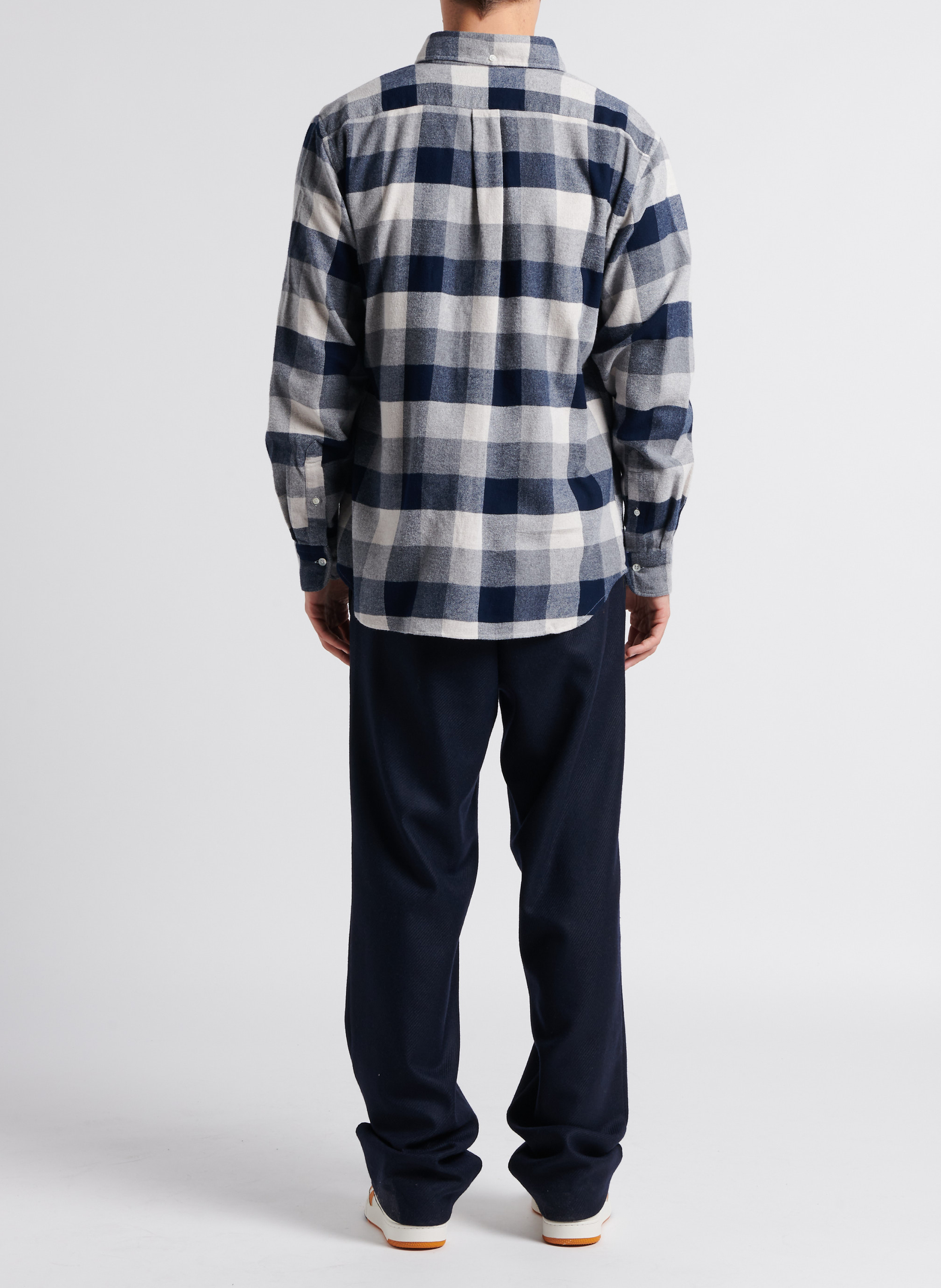 Rechte, geruite, katoenen blouse met klassieke kraag HARTFORD Blauw