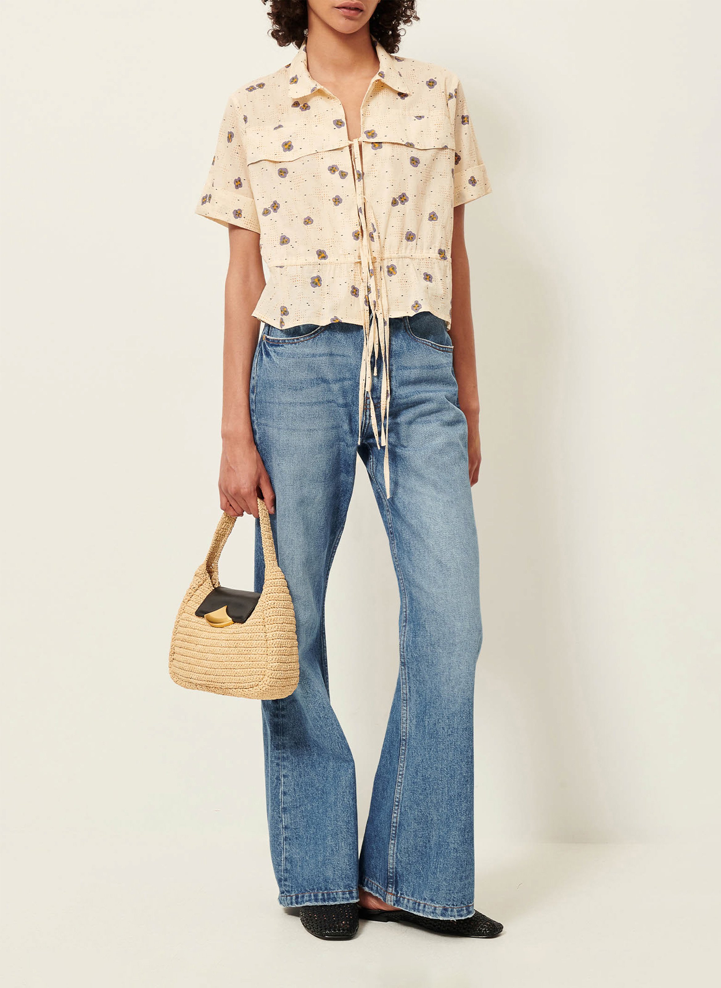 Chemise droite col classique en coton imprimé SESSUN Multicolore