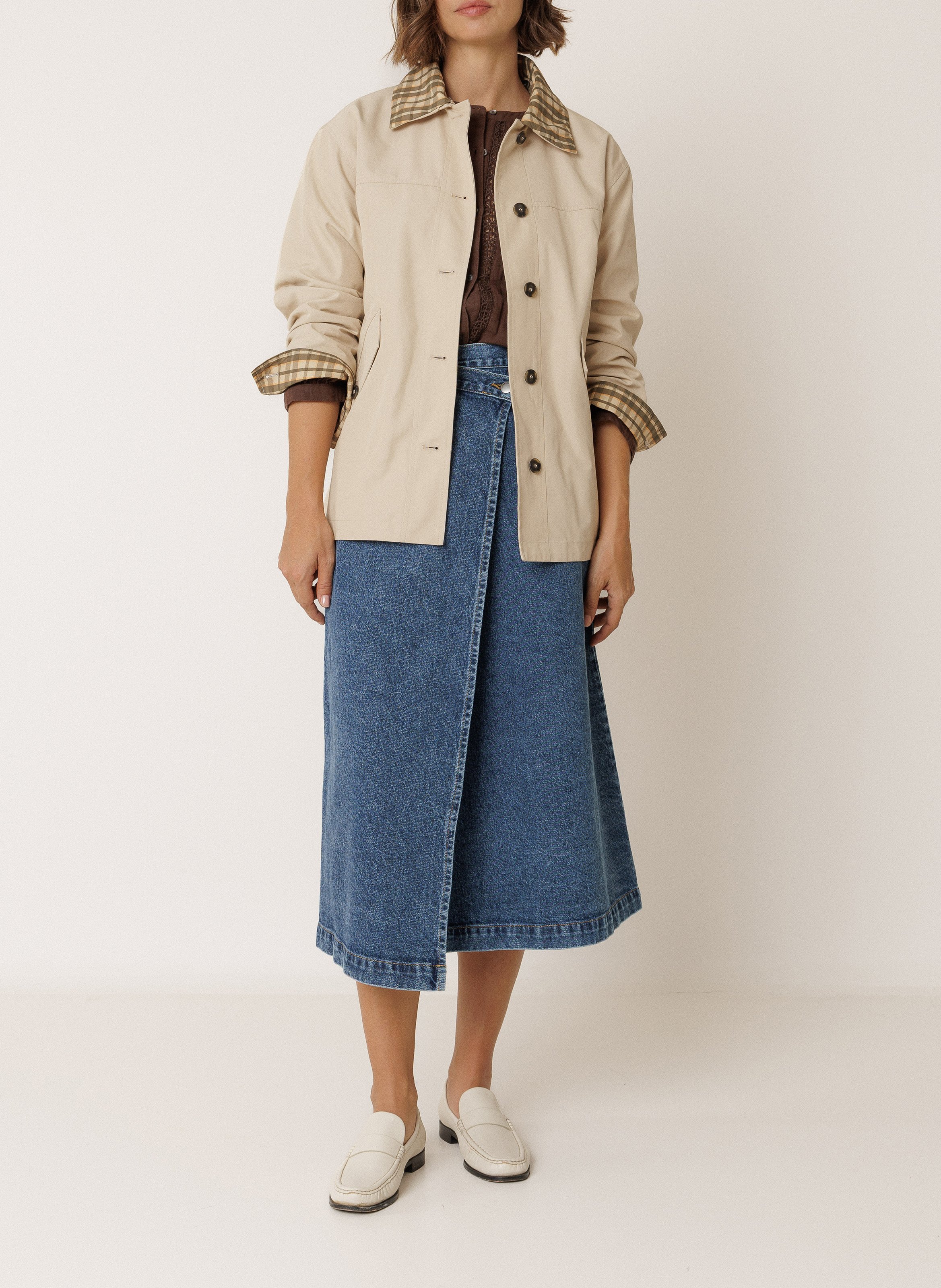 Gerade geschnittene Jacke mit Knopfverschluss aus Baumwollmischung INDI & COLD Beige