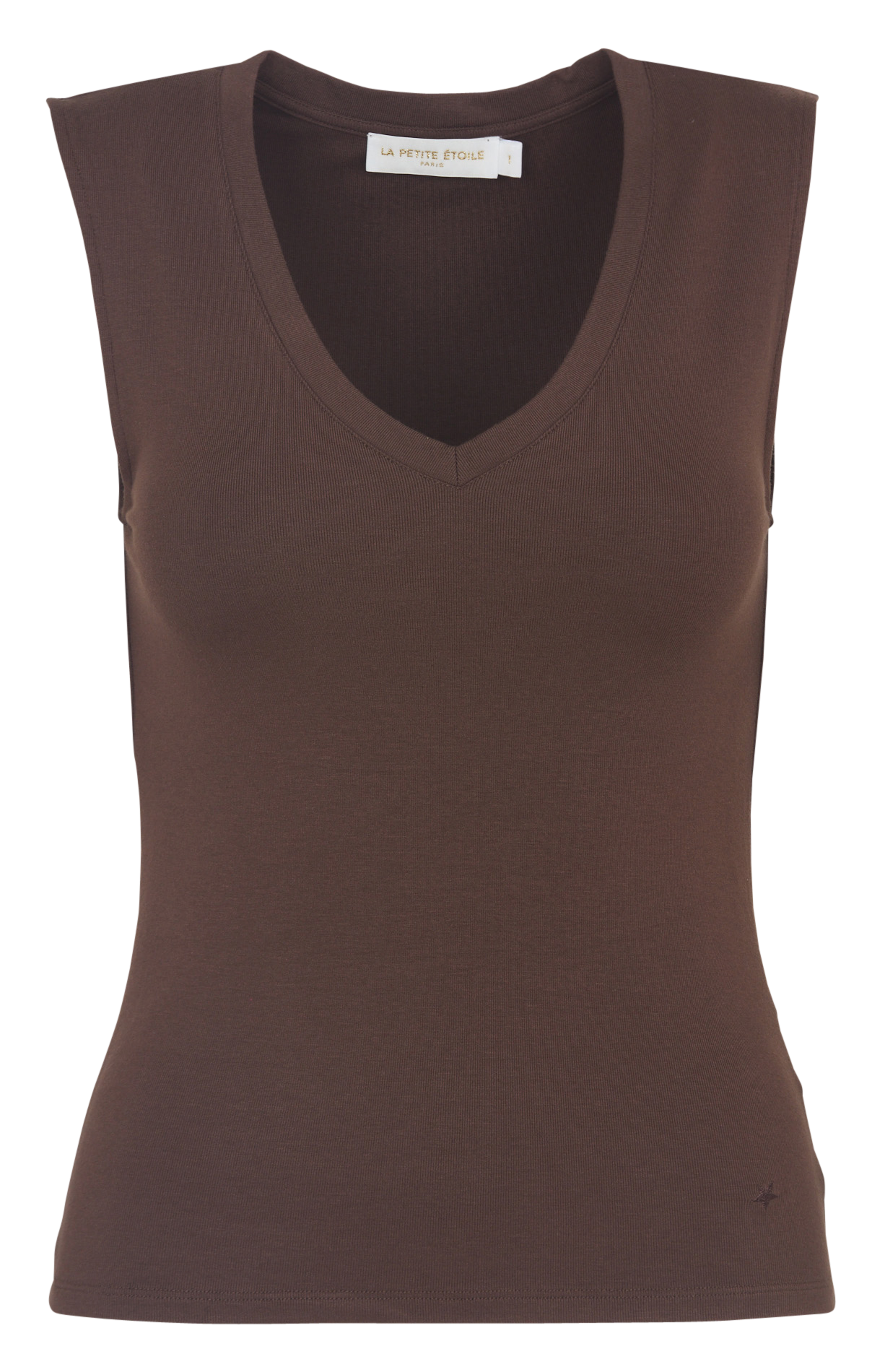 Débardeur droit col V  LA PETITE ETOILE Marron