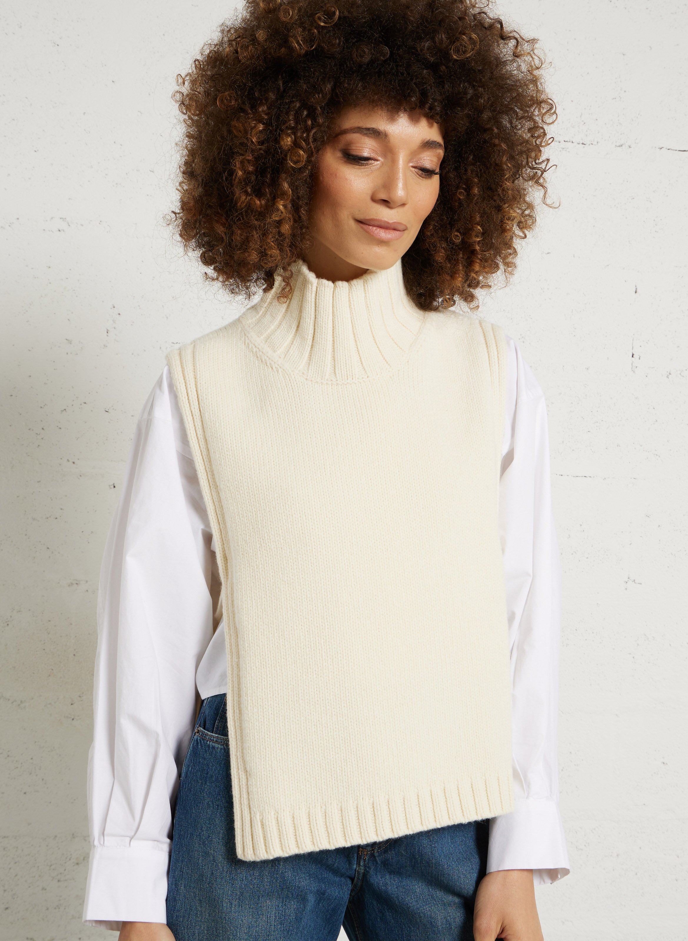 Plastron col montant en laine mélangée SOEUR Beige