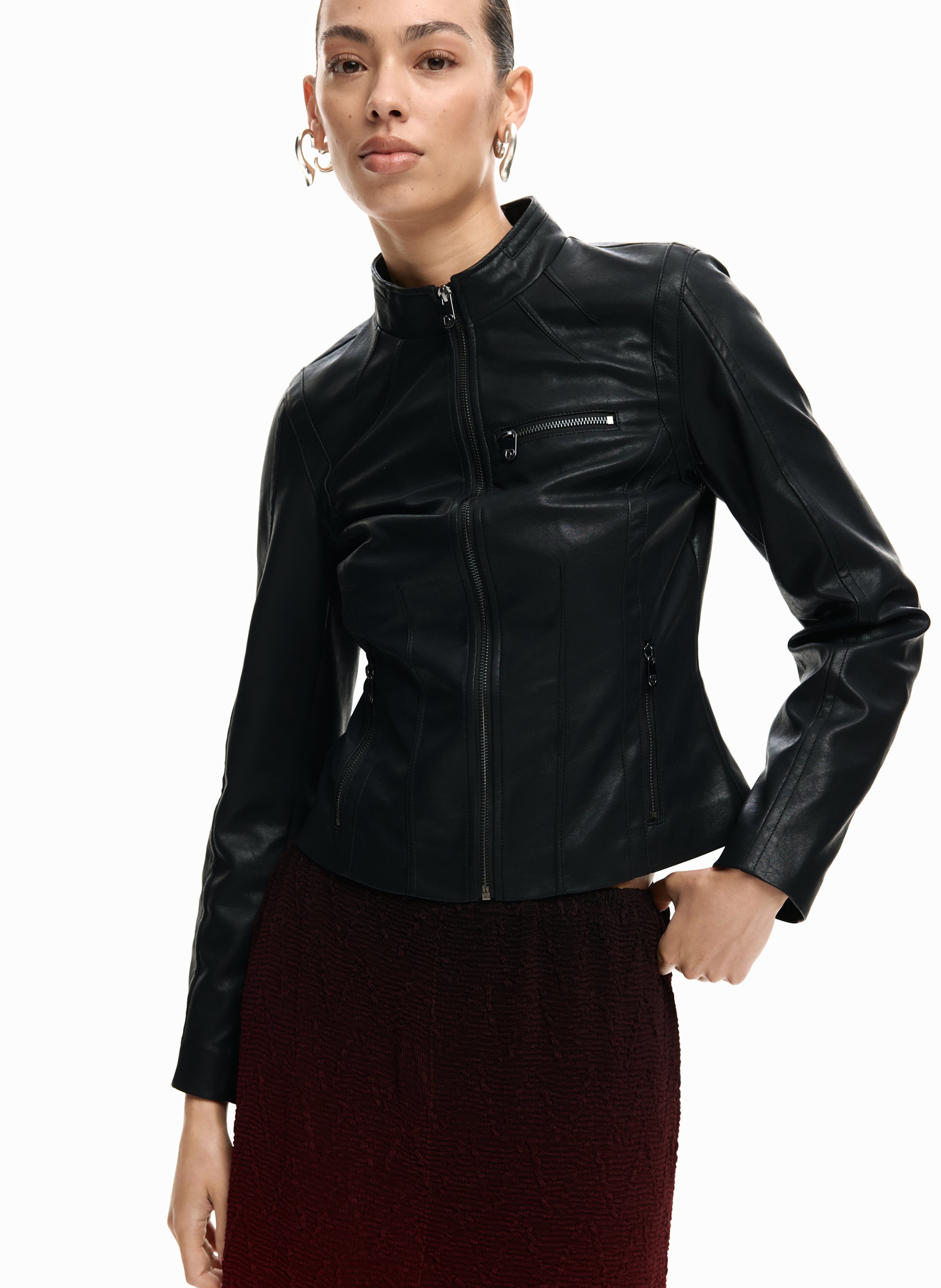 Veste col rond effet cuir DESIGUAL Noir