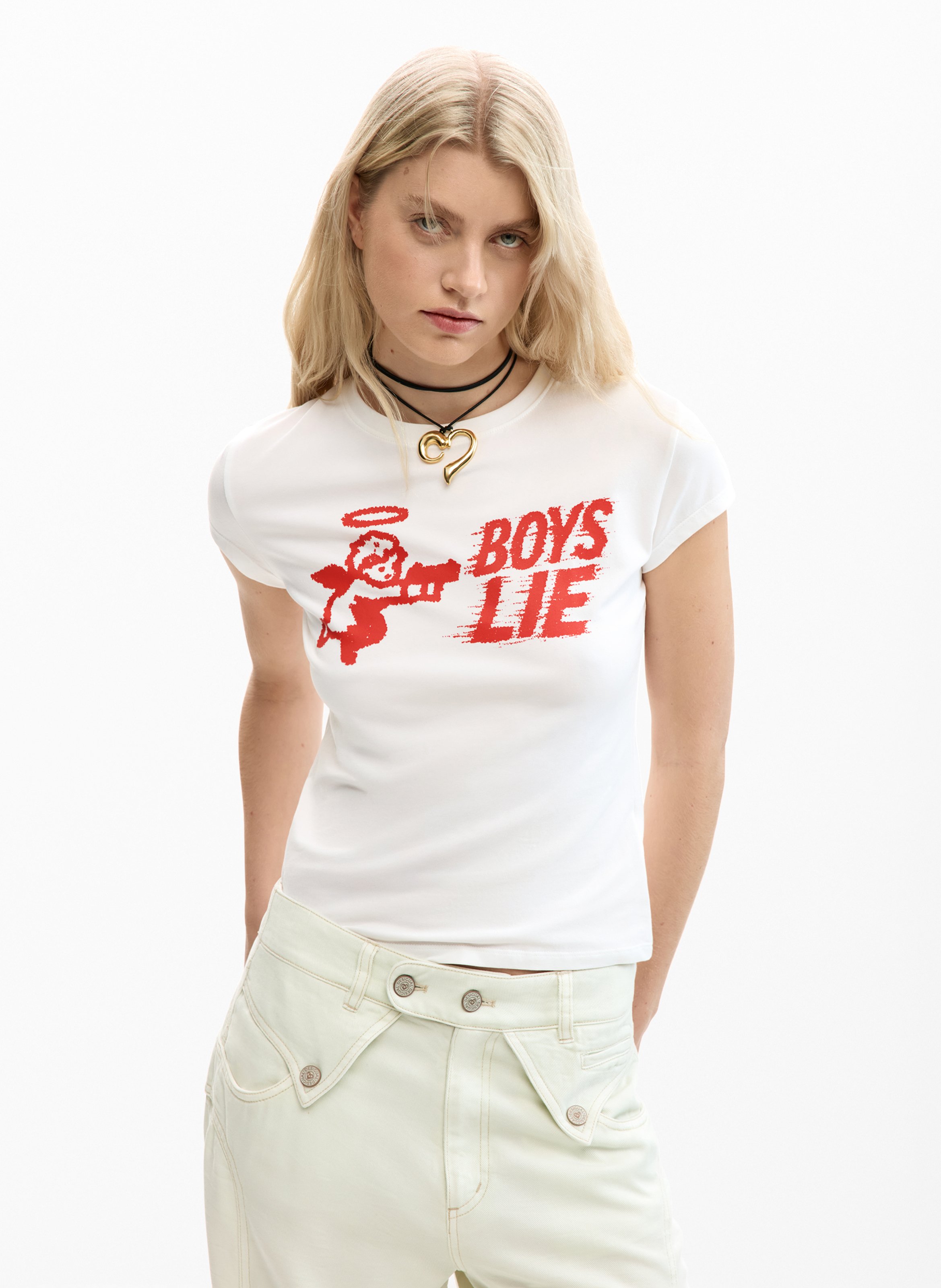 Tee-shirt col rond en coton mélangé DESIGUAL