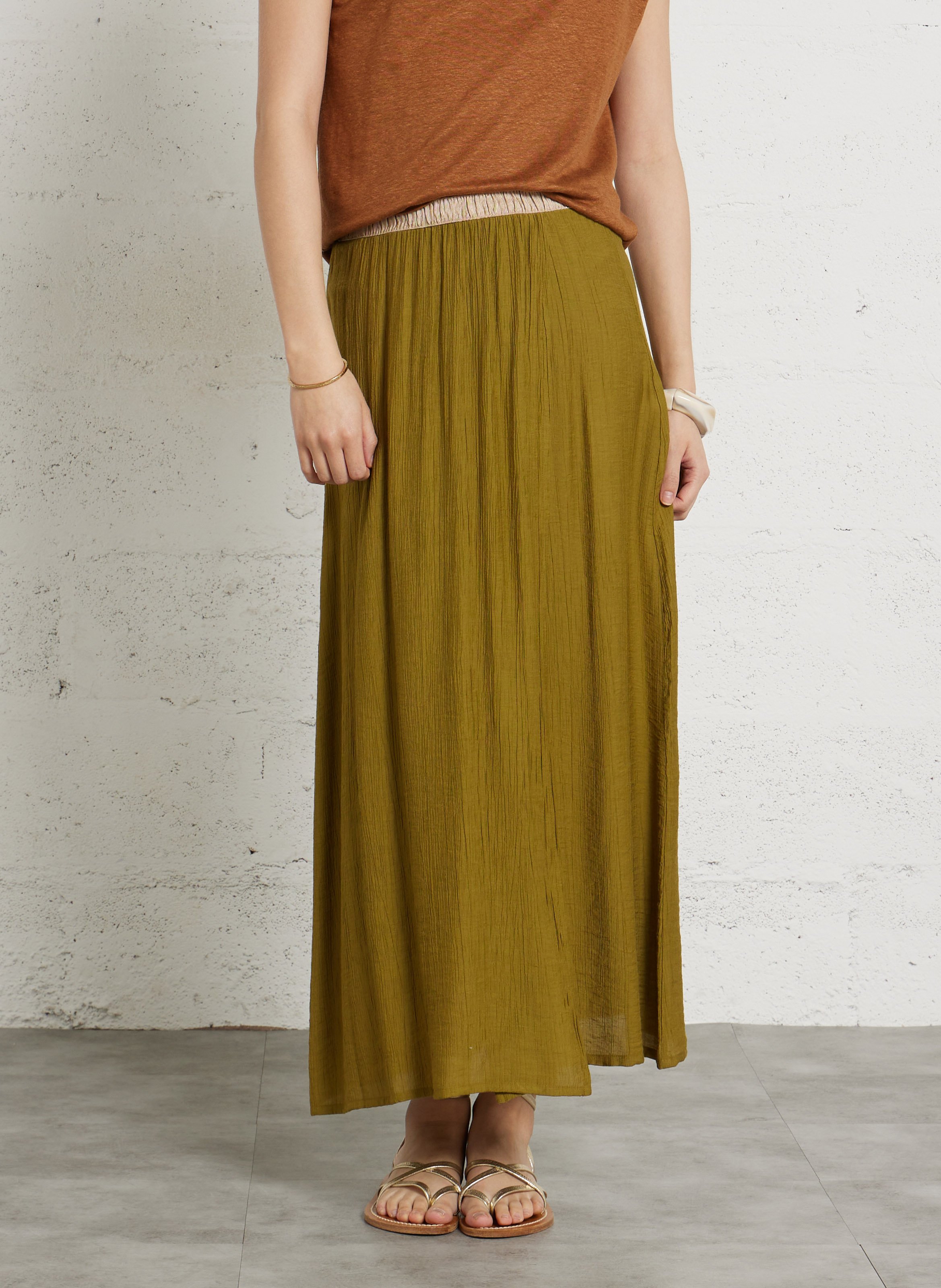 Langer plissierter Hochbundrock HARTFORD Grun