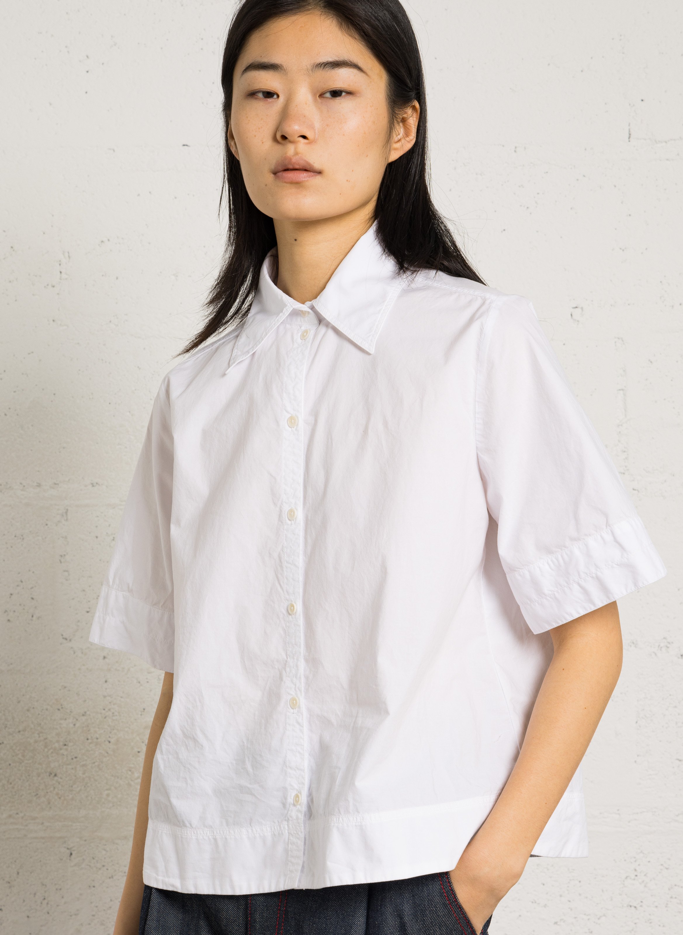Oversize-Bluse aus Bio-Baumwolle mit klassischem Kragen RUE DE TOKYO Weiss