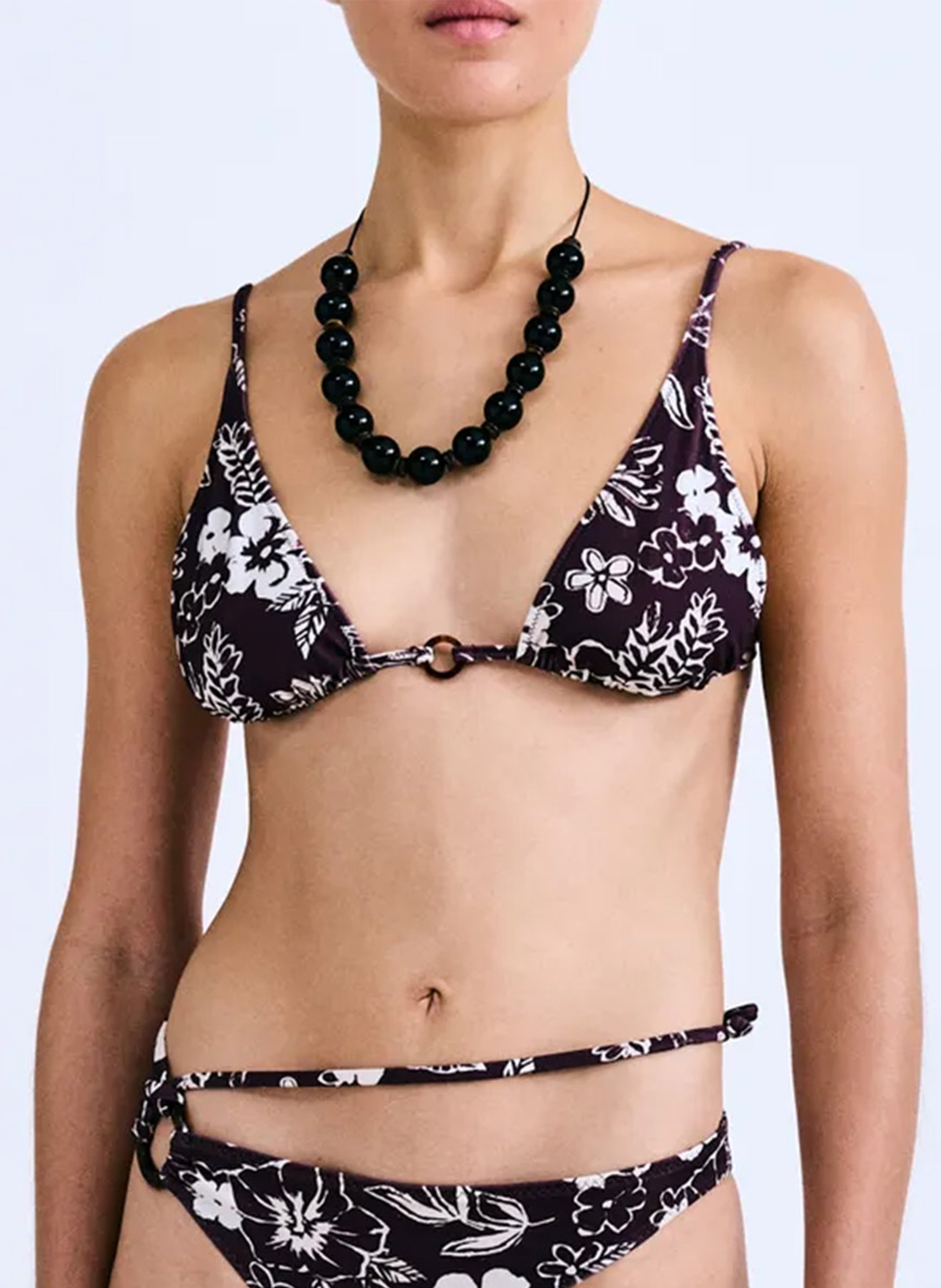 Haut de maillot de bain imprimé LOVE STORIES Marron