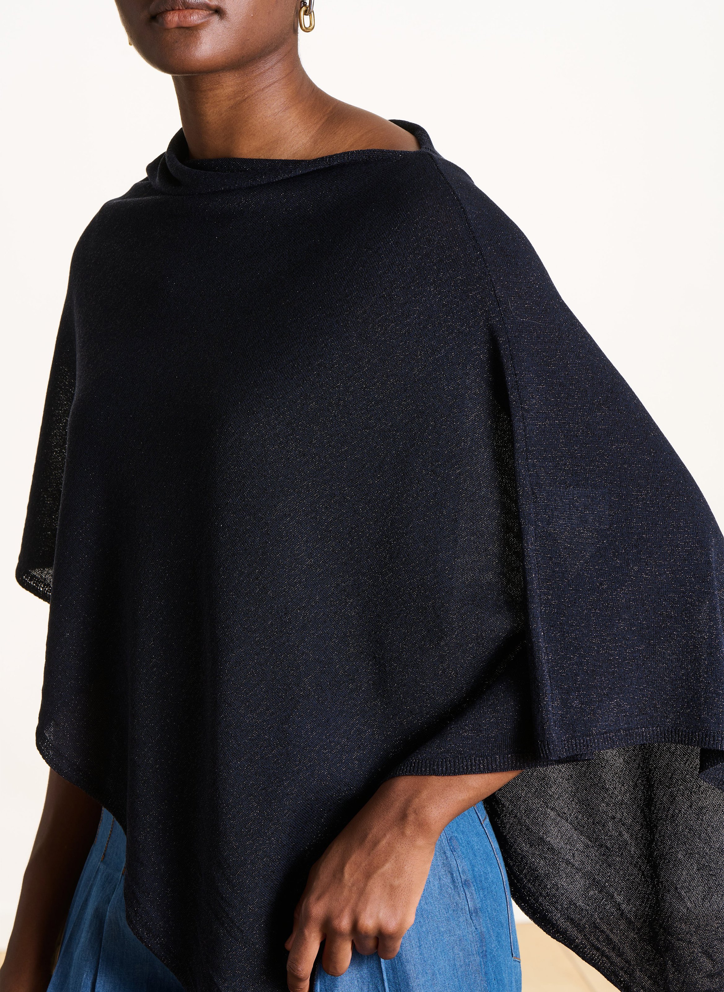 Iridescent poncho LA FEE MARABOUTEE Blue