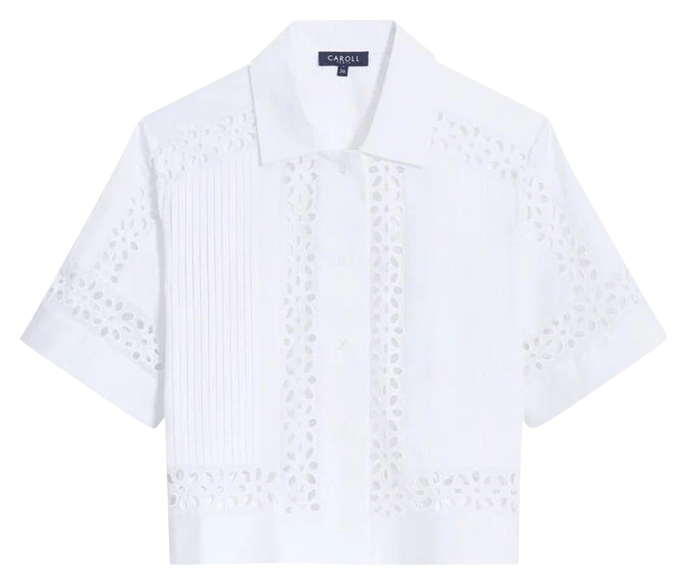 Chemise col classique manches contrastantes en coton CAROLL White