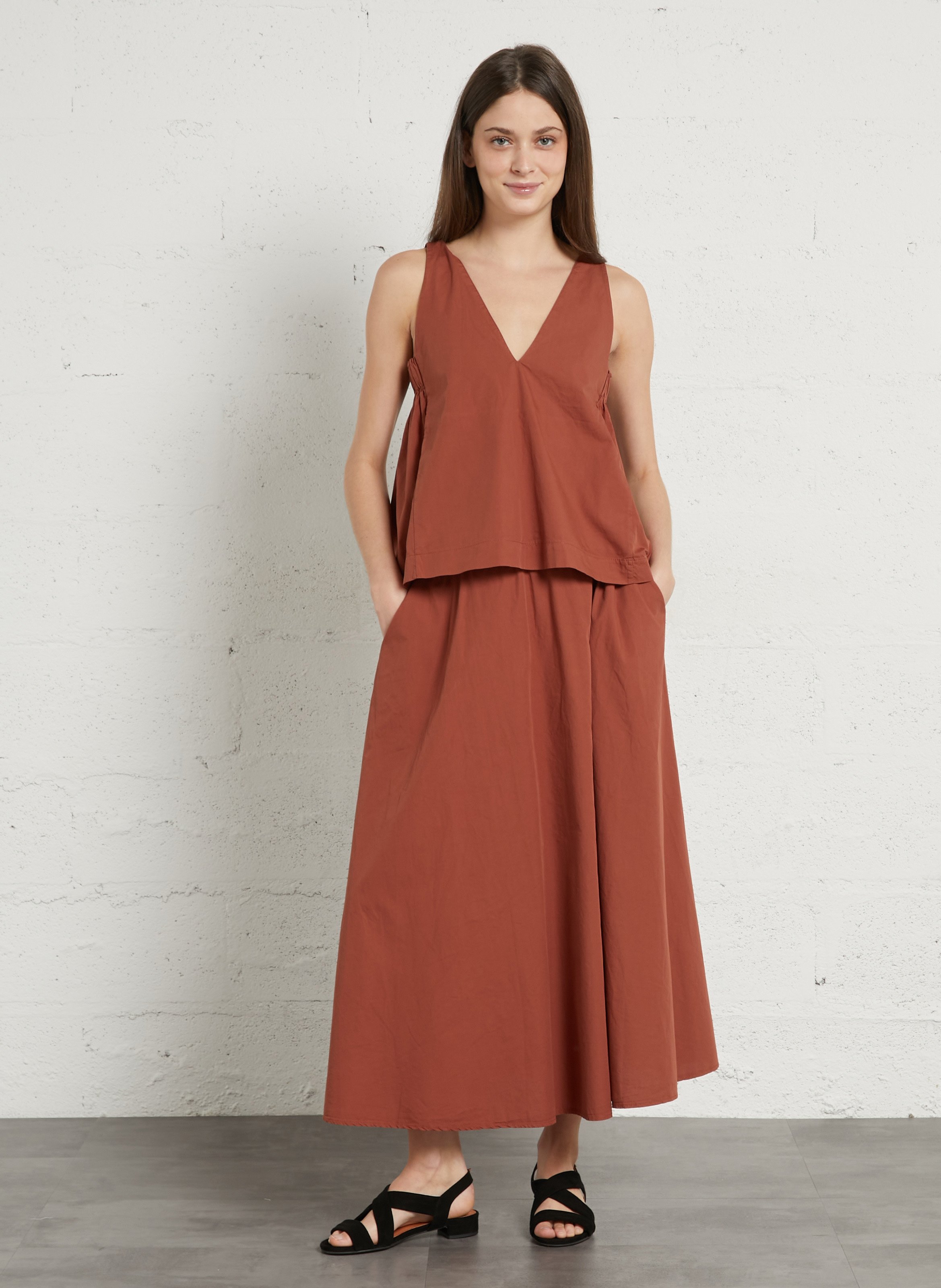 Top with ample cut in cotton TINSELS Brown