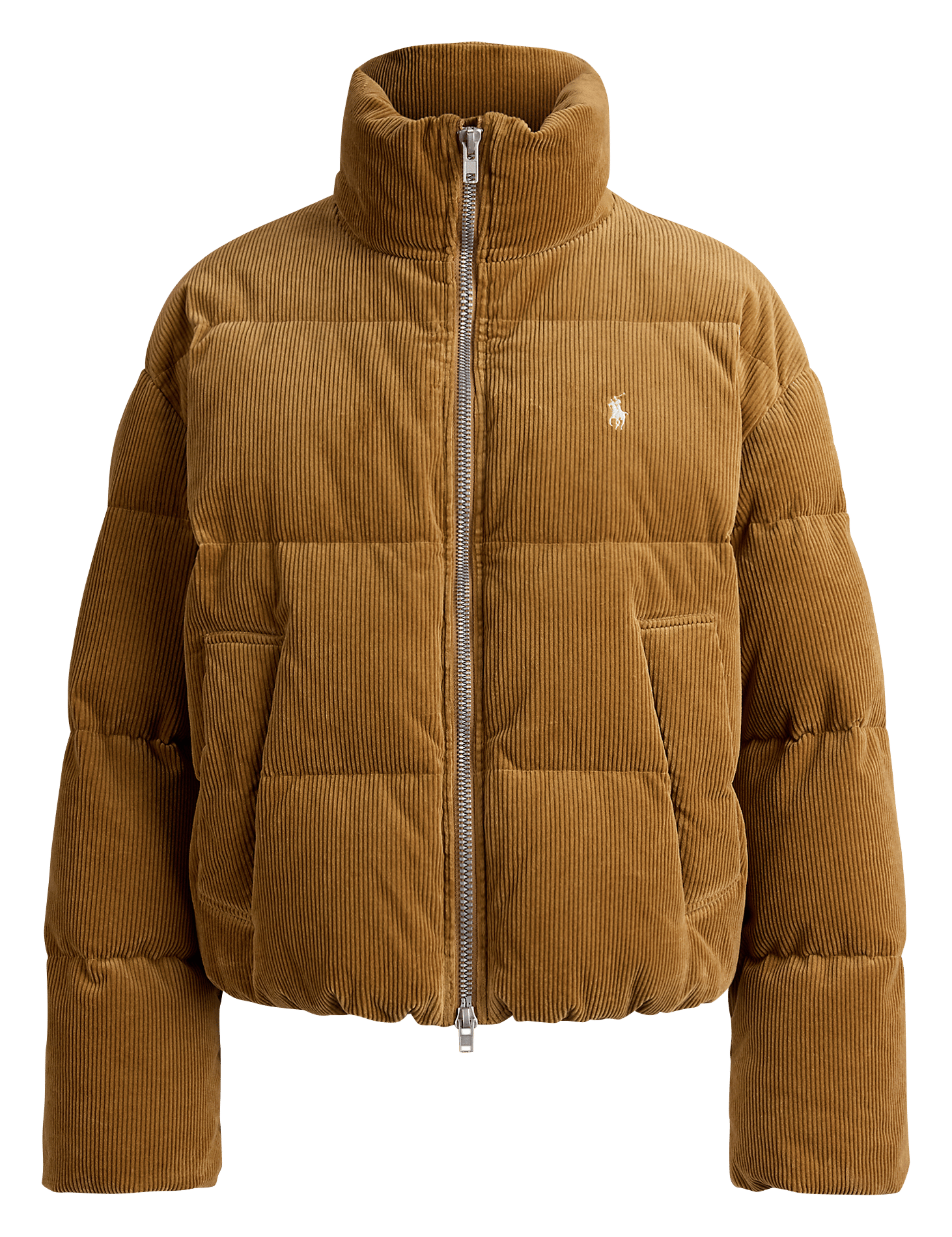 Recht ribfluwelen gewatteerde jas van gemengd katoen POLO RALPH LAUREN Beige
