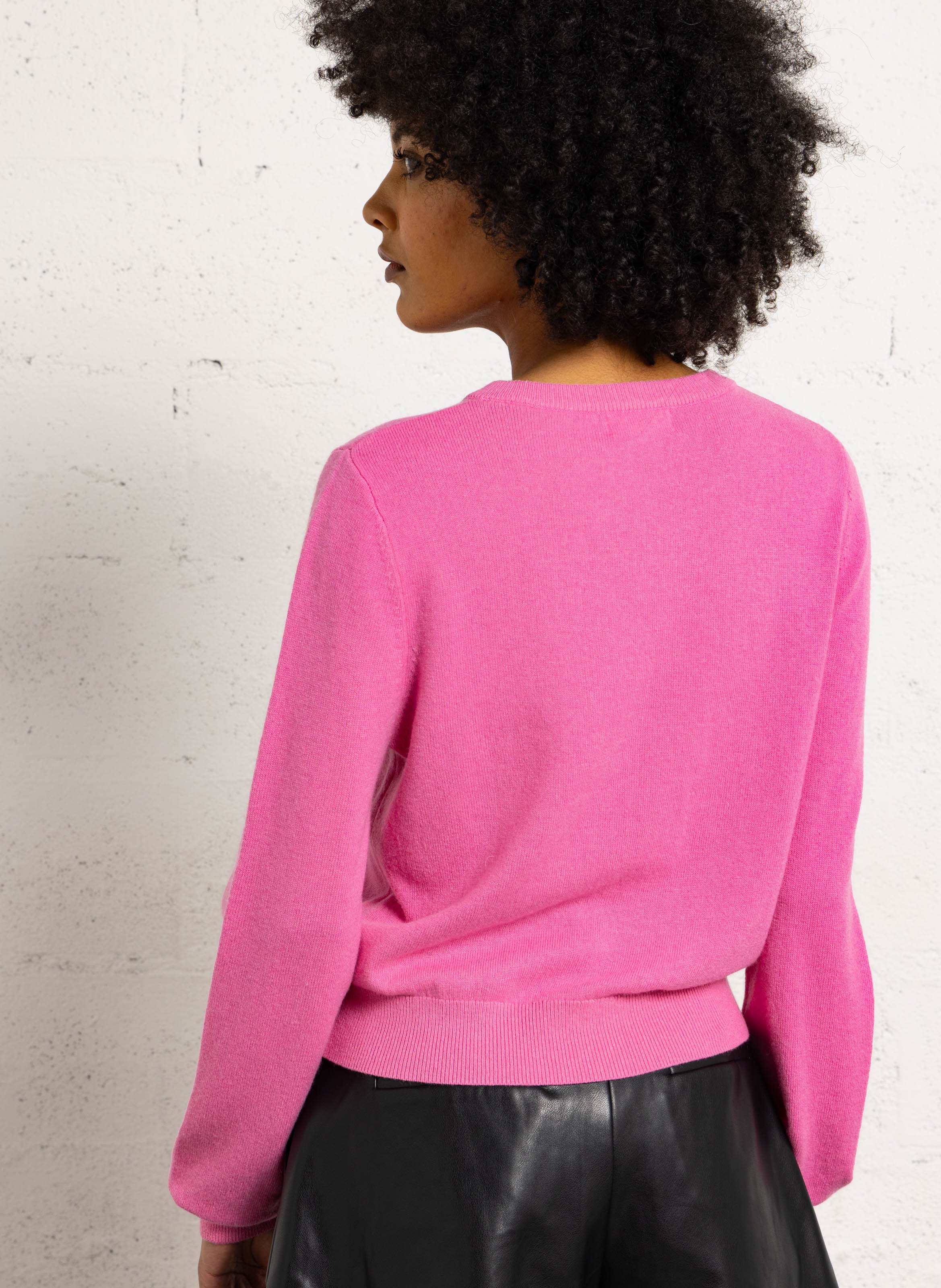 Pull droit col rond en laine SUNCOO Rose