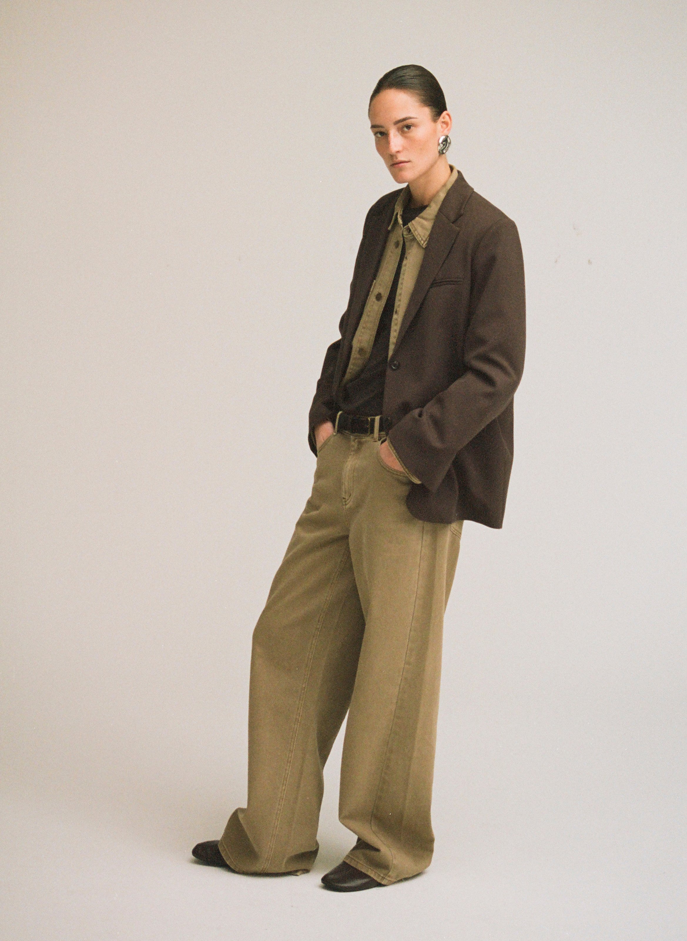 Wide high-waisted plain jeans ROUGE EDIT Golden