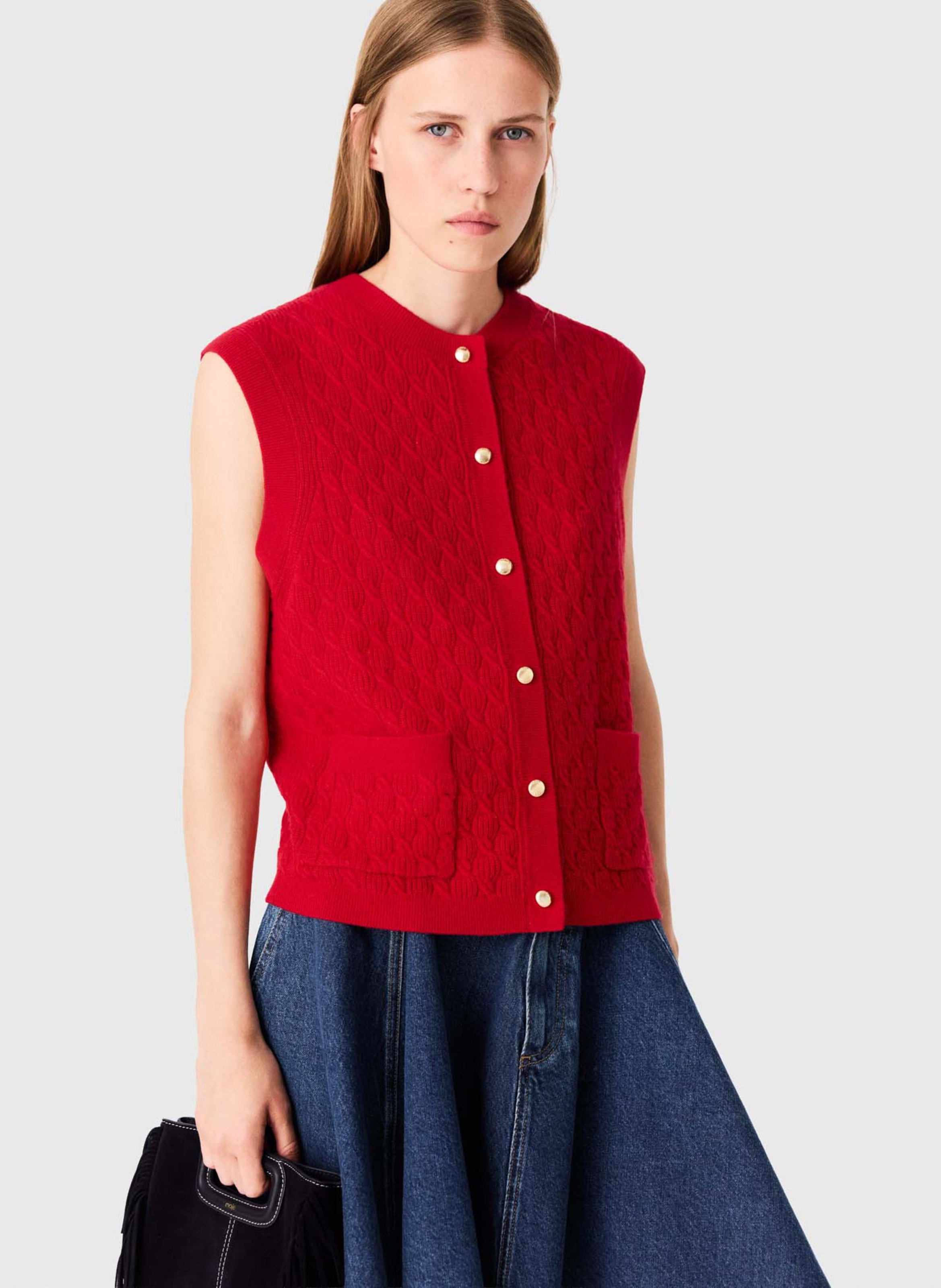 Cardigan en laine et cachemire MAJE Rouge