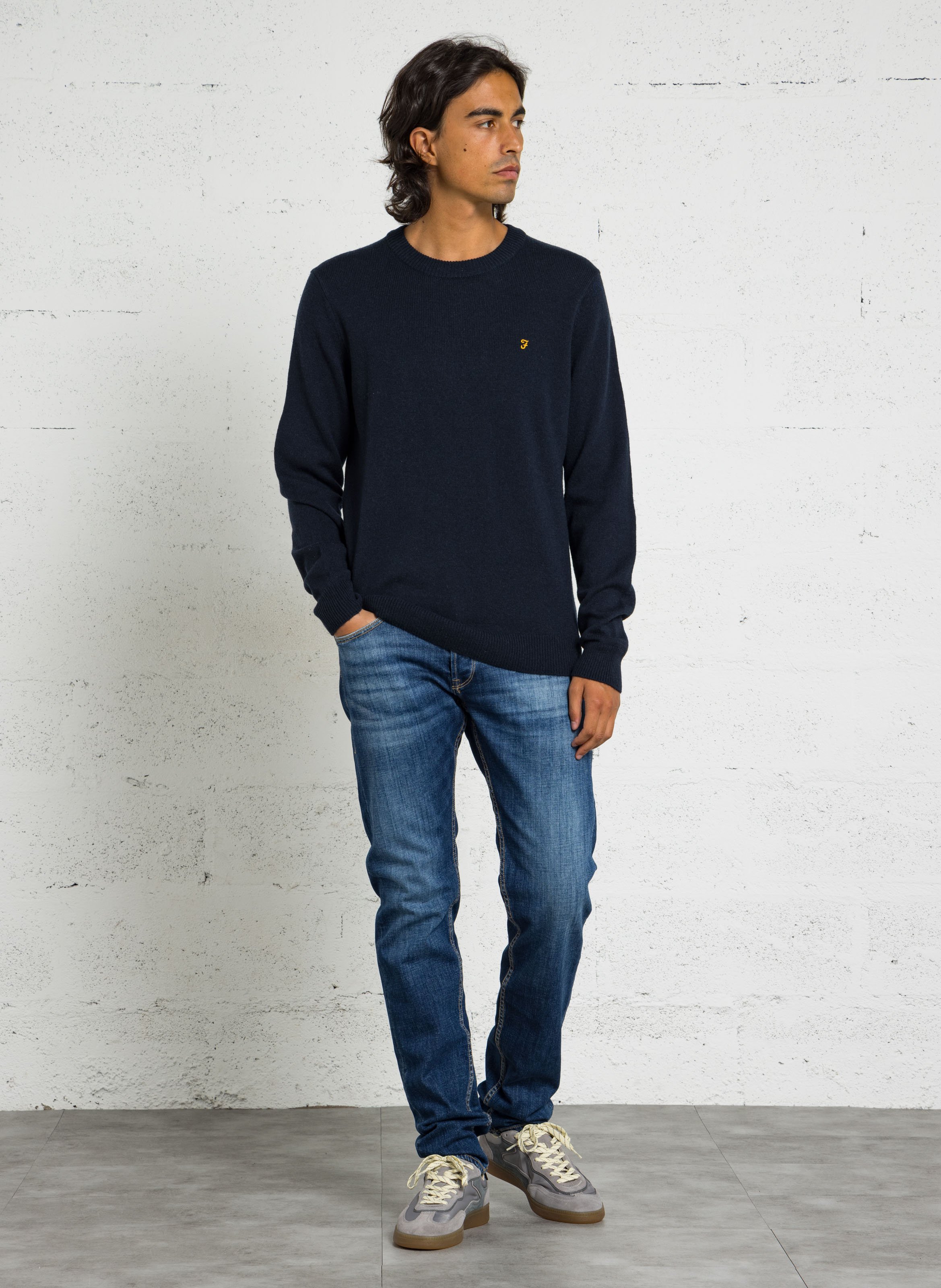 Streifenpullover aus Wolle FARAH Blau