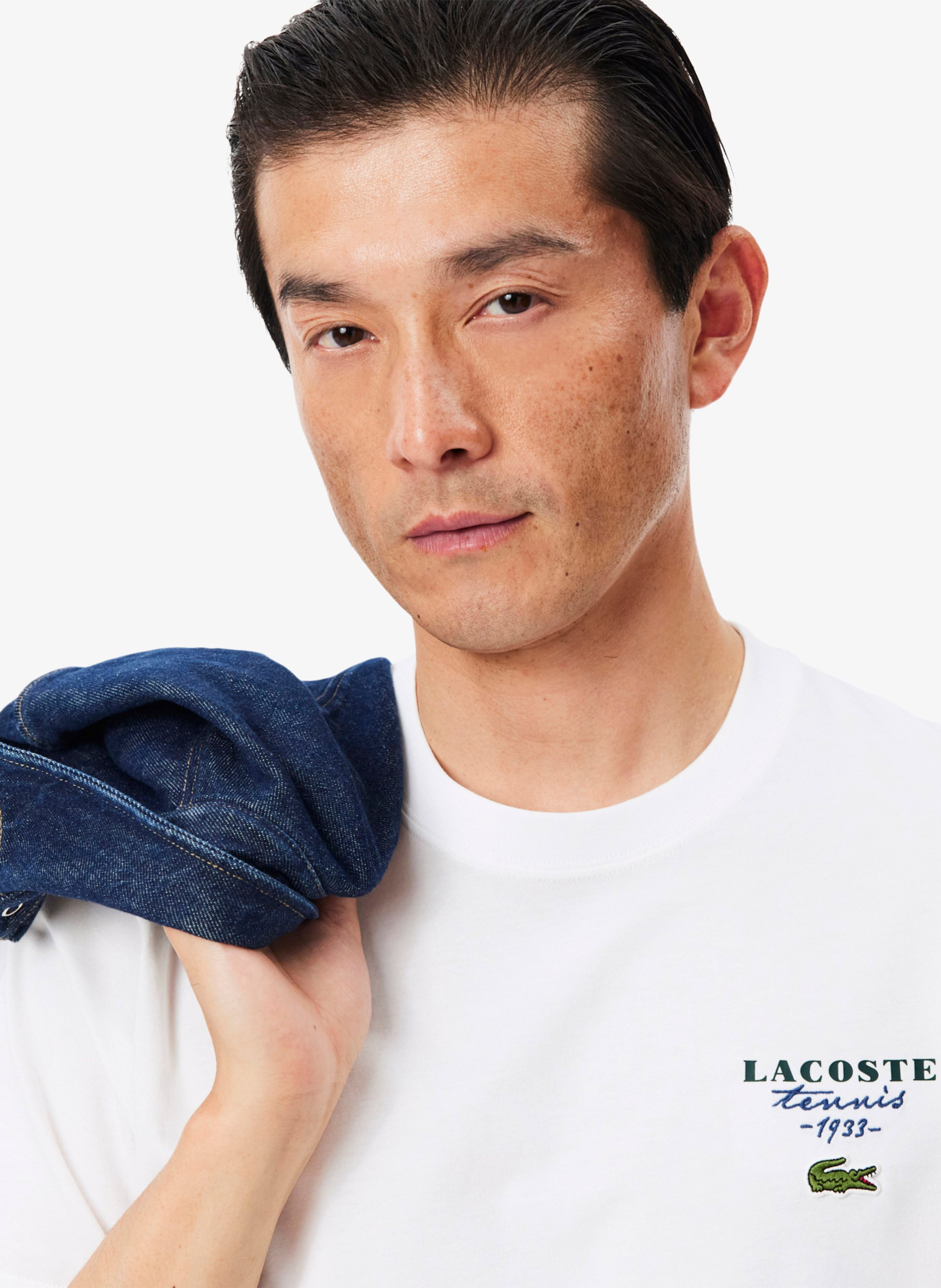 Bedrucktes Baumwoll-T-Shirt LACOSTE Weiss