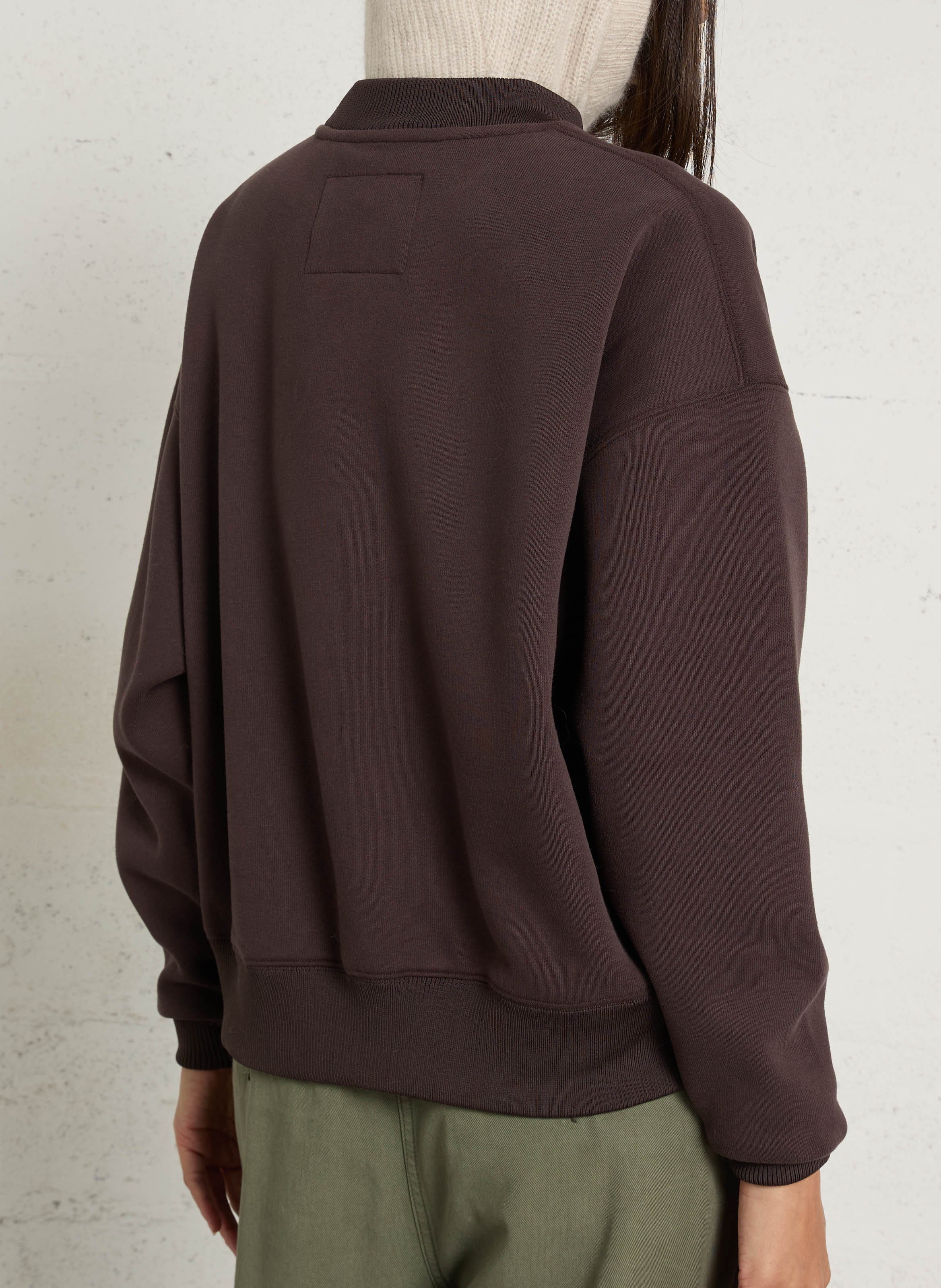 Loose-fit round-neck cotton blend sweater BELLEROSE Brown