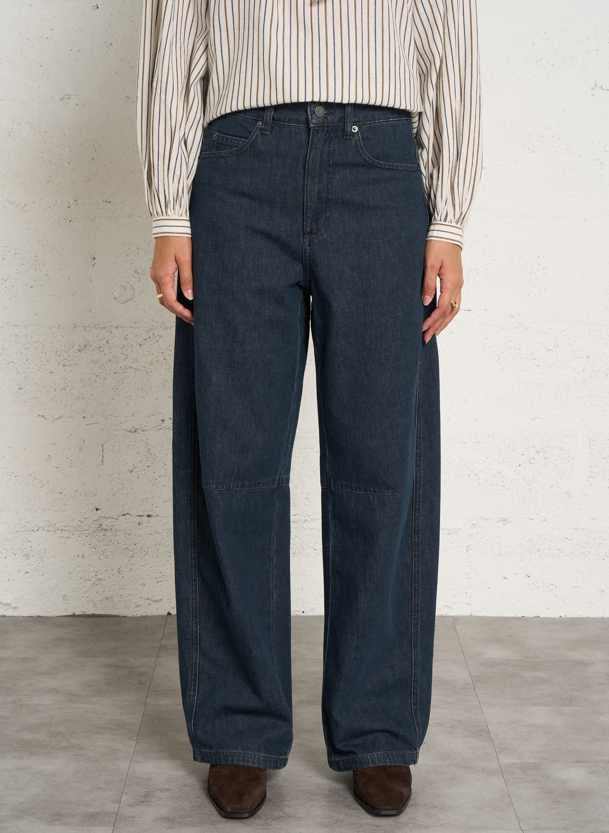 Jean barrel en coton recyclé mélangé SOEUR Bleu