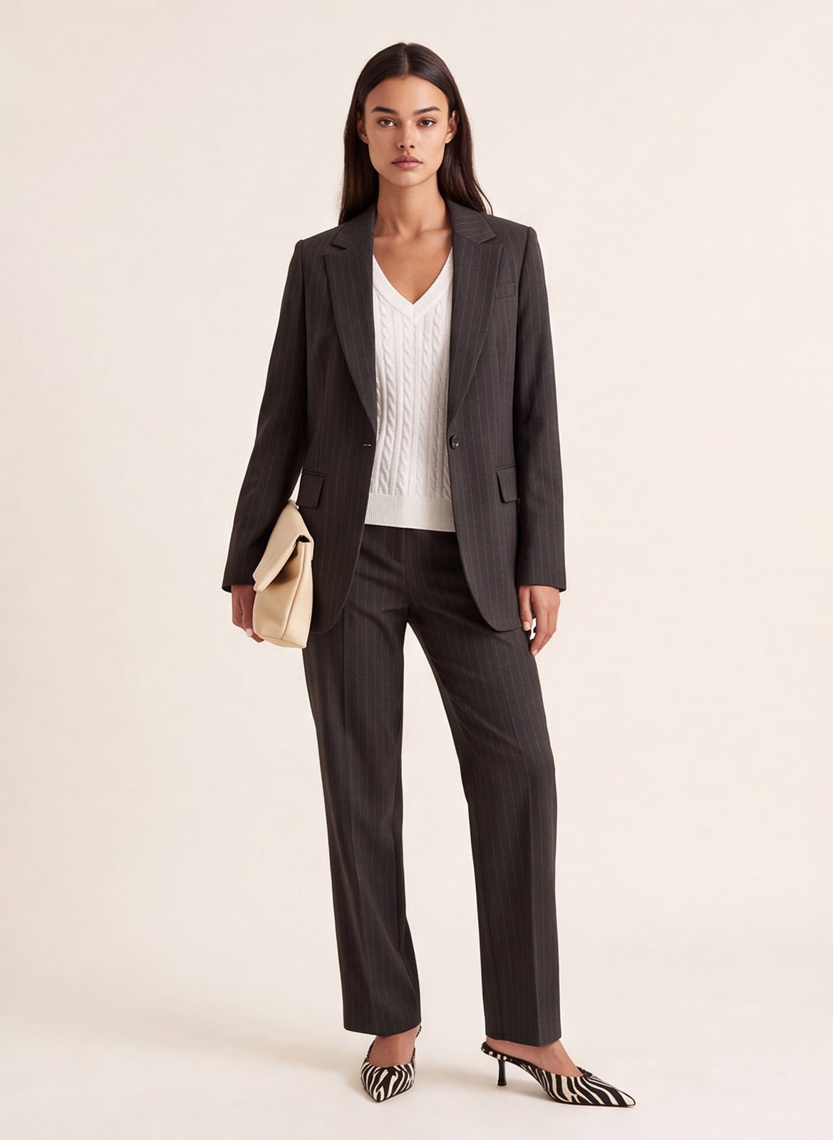Getailleerde blazer met strepen KOOKAI Bruin