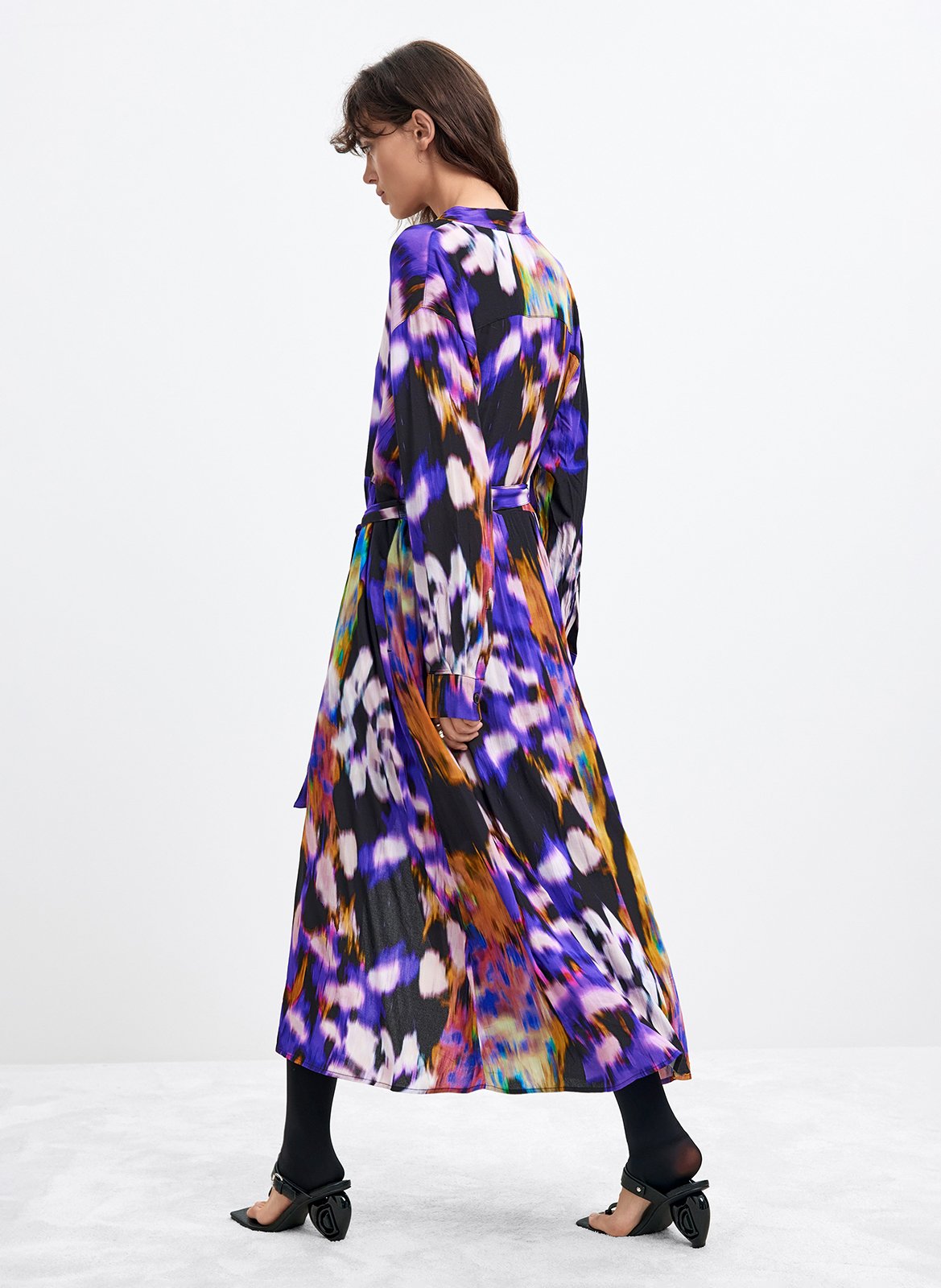 Long printed round-neck dress DESIGUAL Black