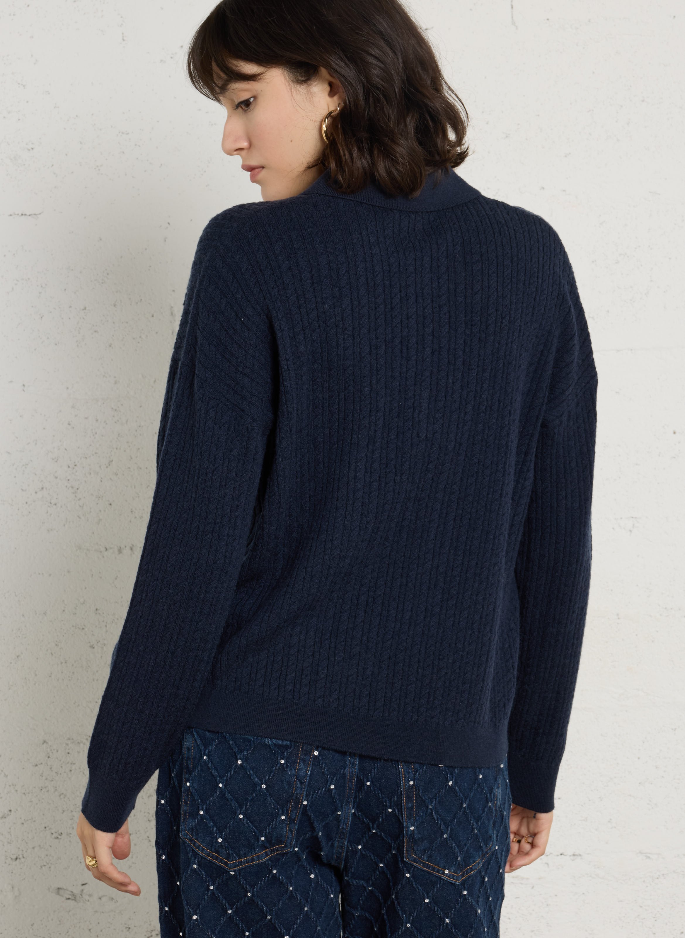Pull droit col classique en laine mélangée LIU JO Noir