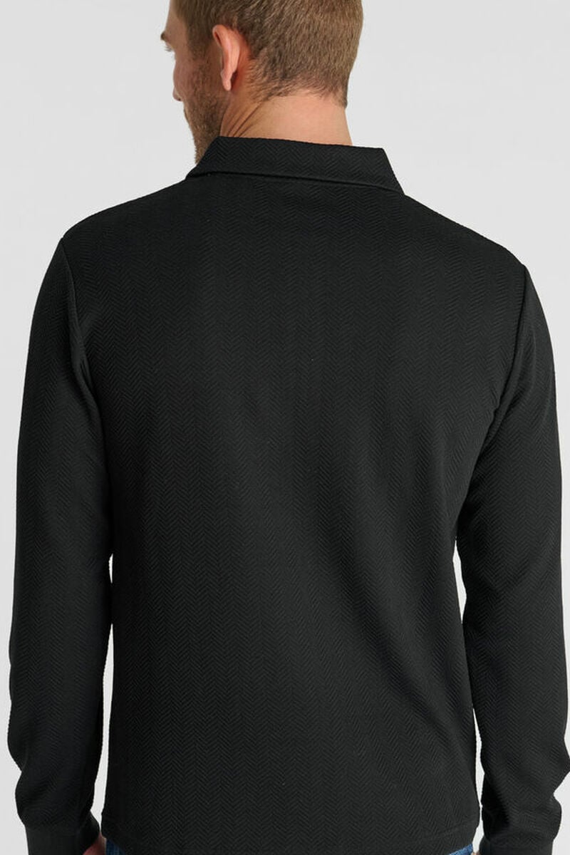 Zip-up shirt-collar polo shirt LE TEMPS DES CERISES Black