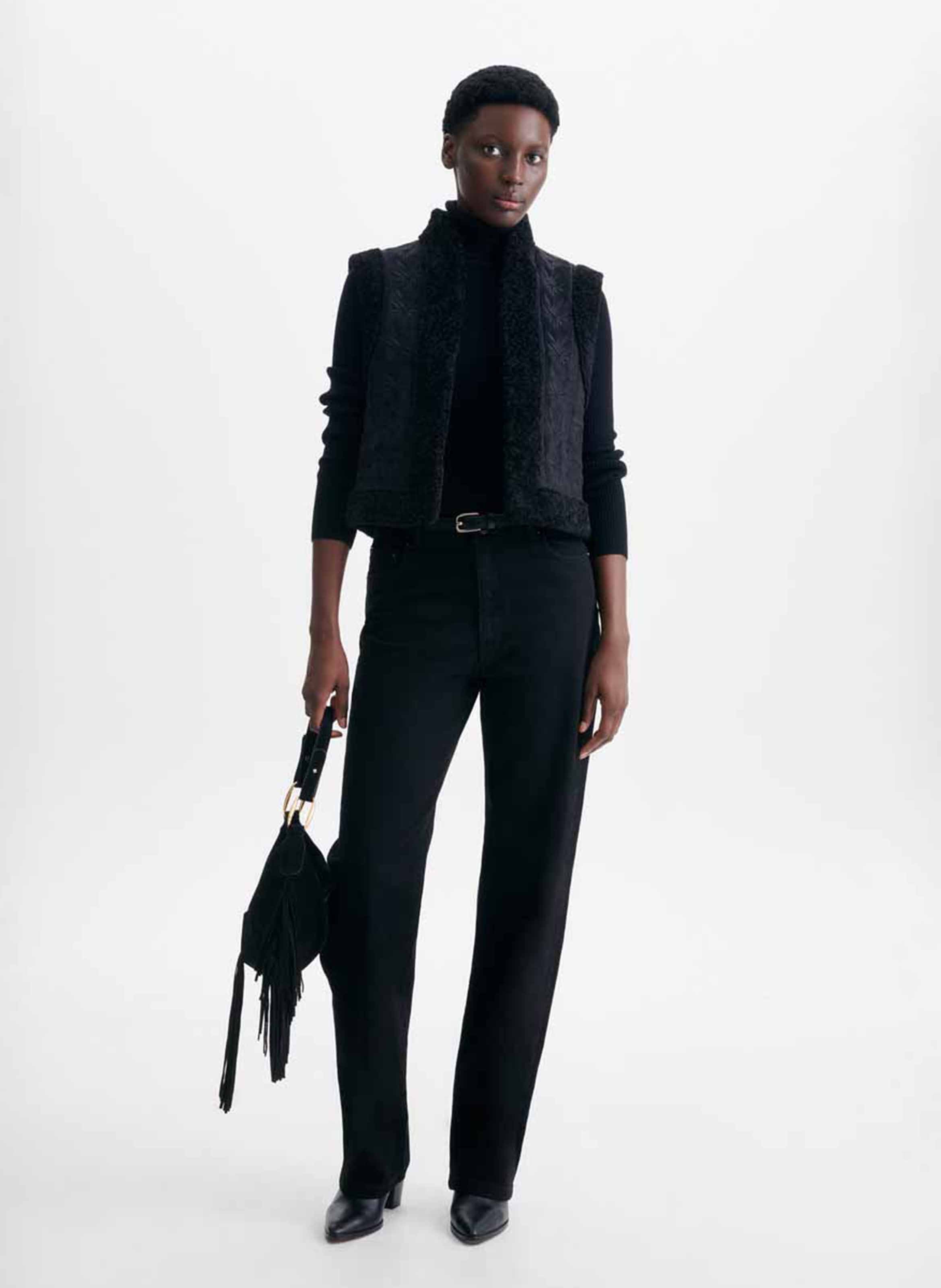 Gilet sans manches effet peau lainée VANESSA BRUNO Noir